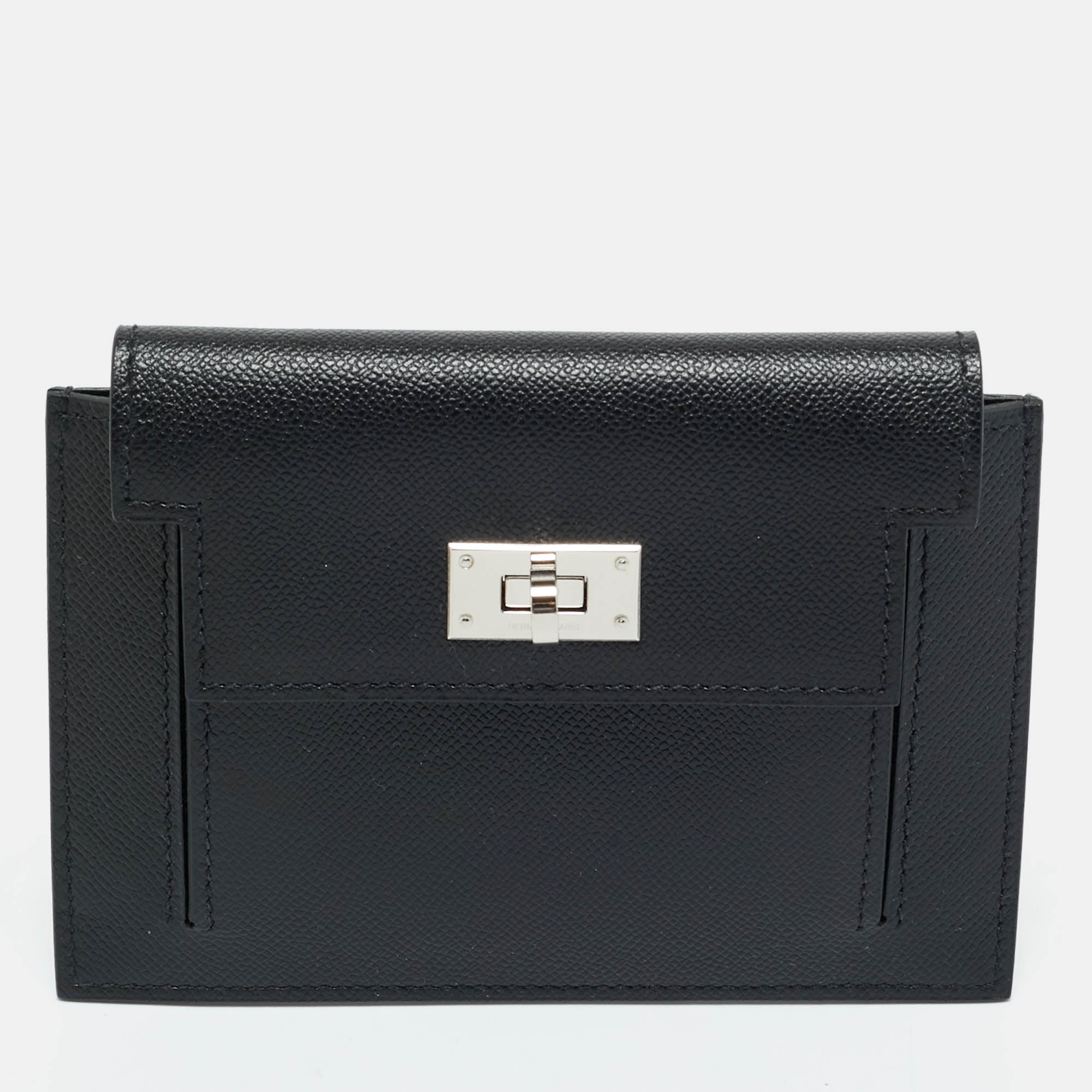 

Hermès Noir Madame Leather Kelly Pocket Compact Wallet, Black