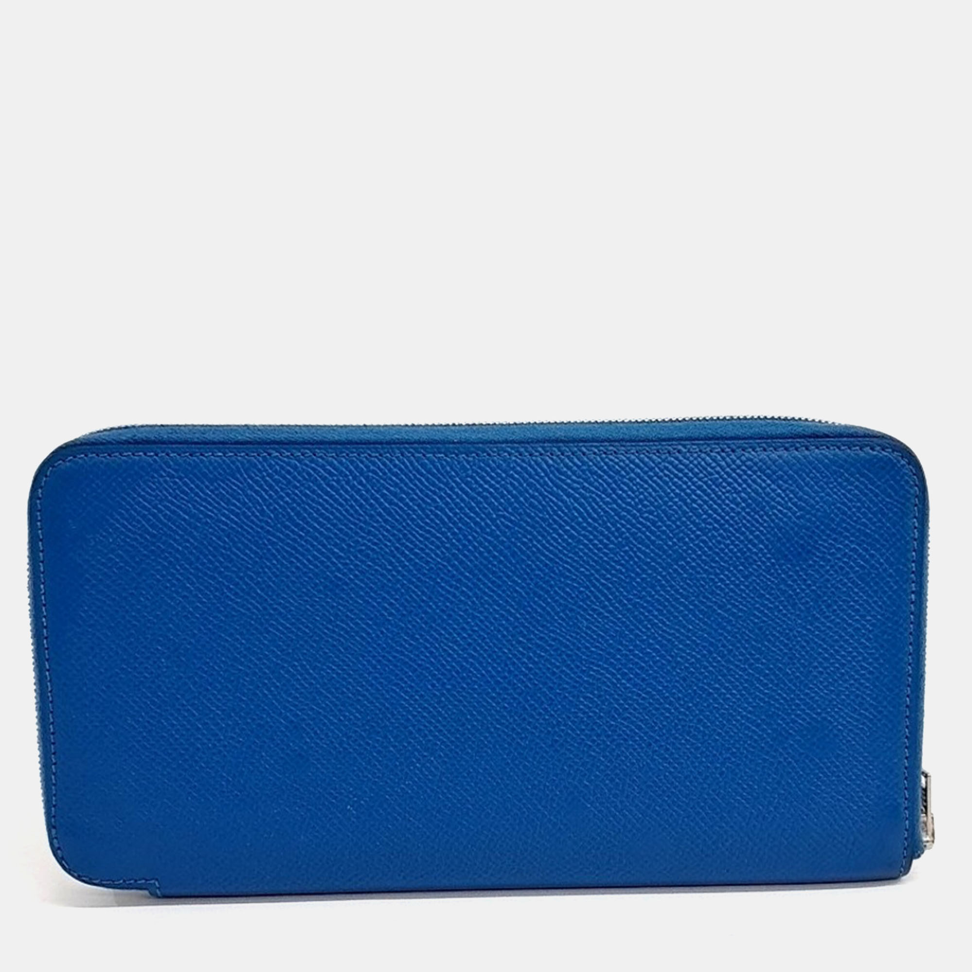 

Hermes Blue Leather Silky Long Wallet