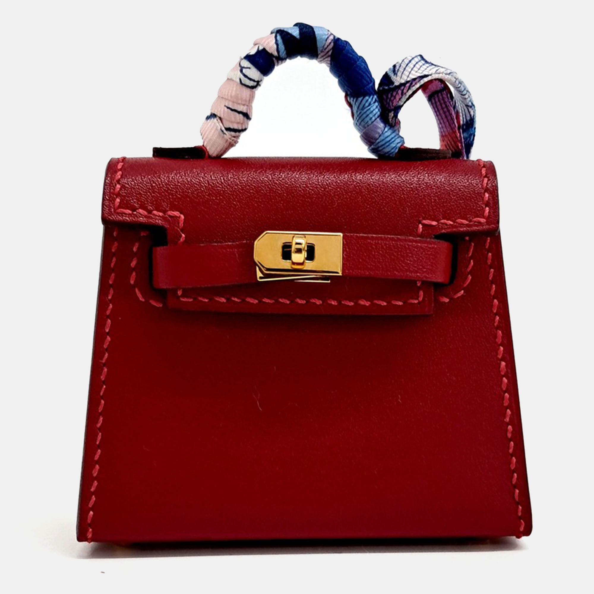 Pre-owned Hermes Red Leather Kelly Twilly Bag Charm