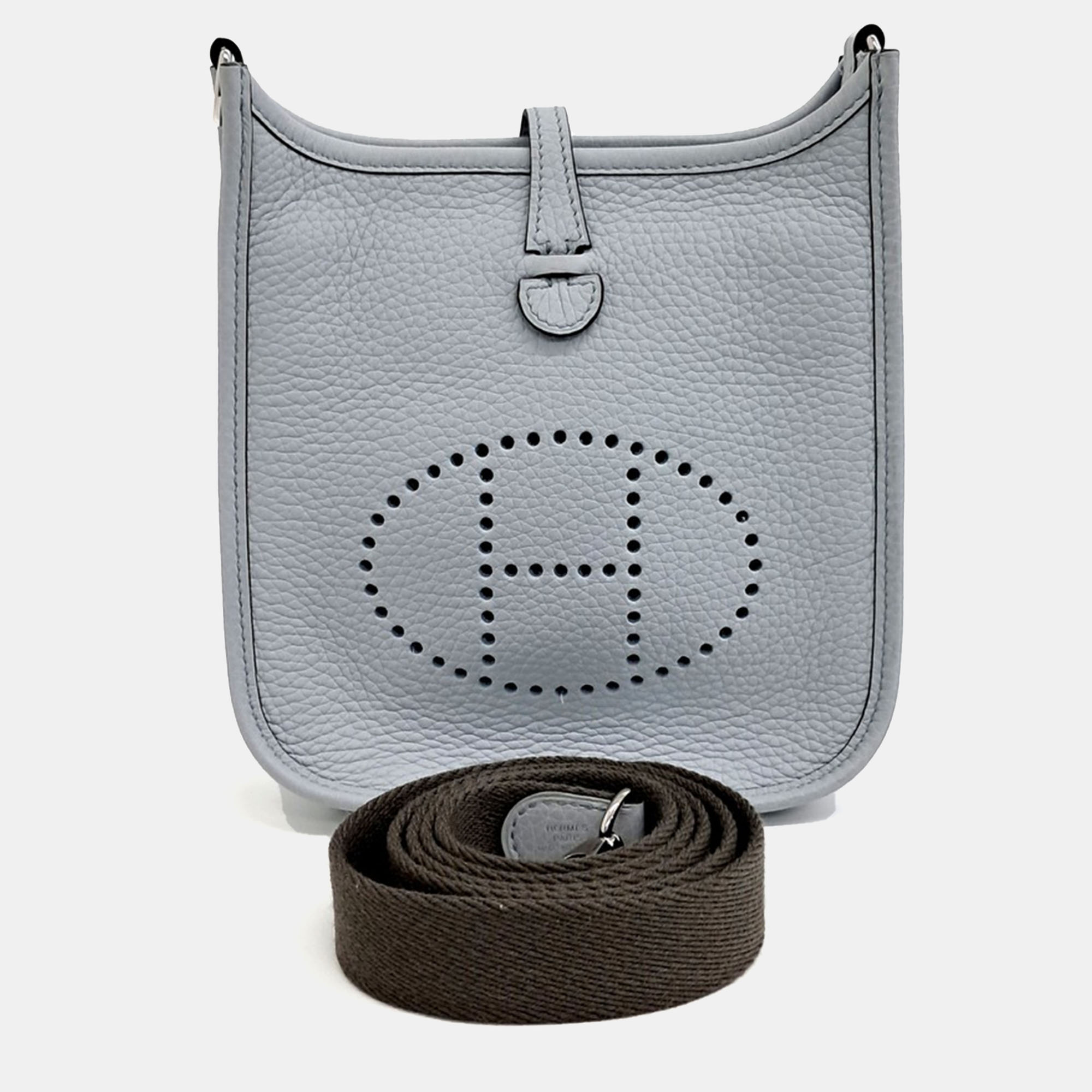 Pre-owned Hermes Grey Leather Evelyn 16 In Gray