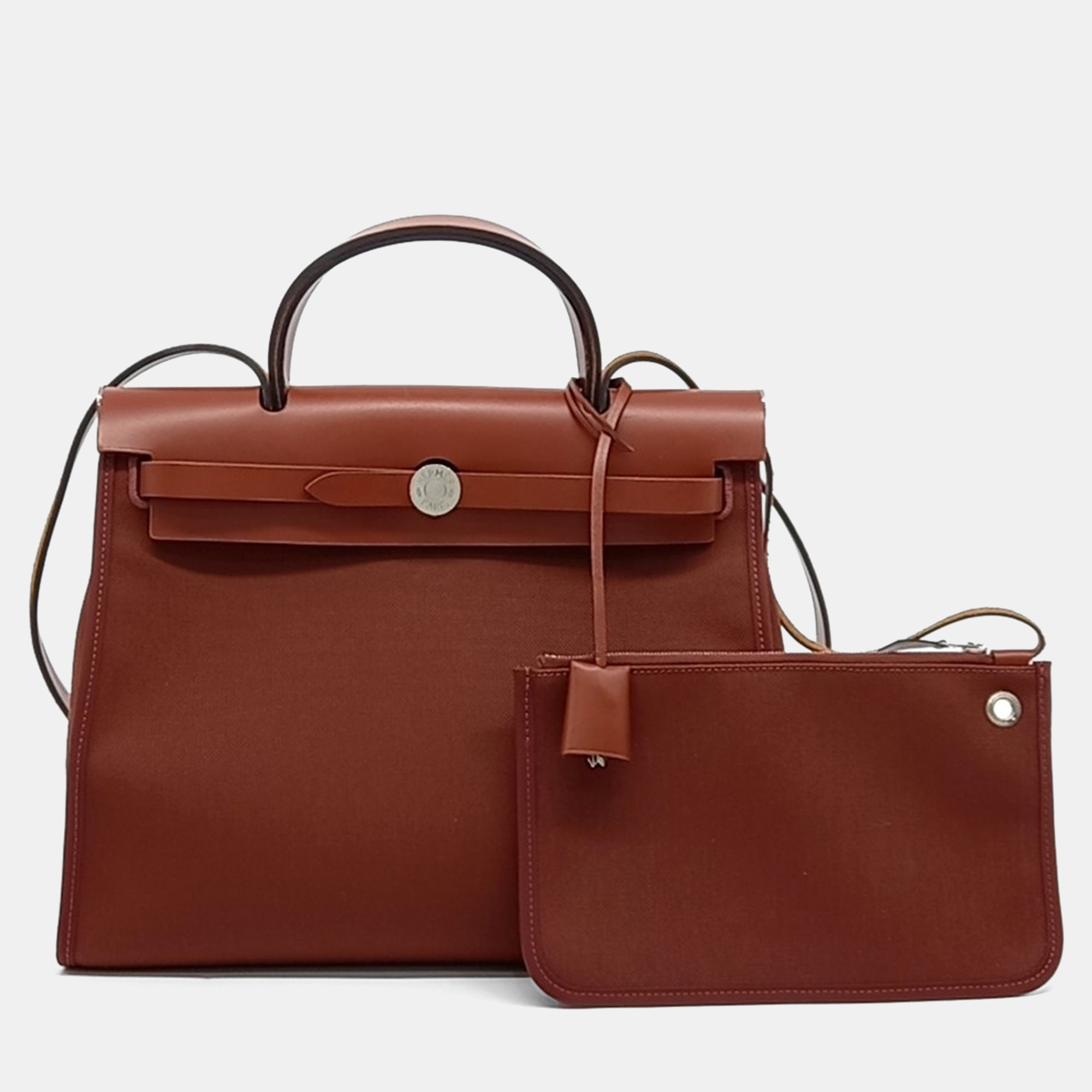 Pre-owned Hermes Brown Fabric New Zip Herbag Small