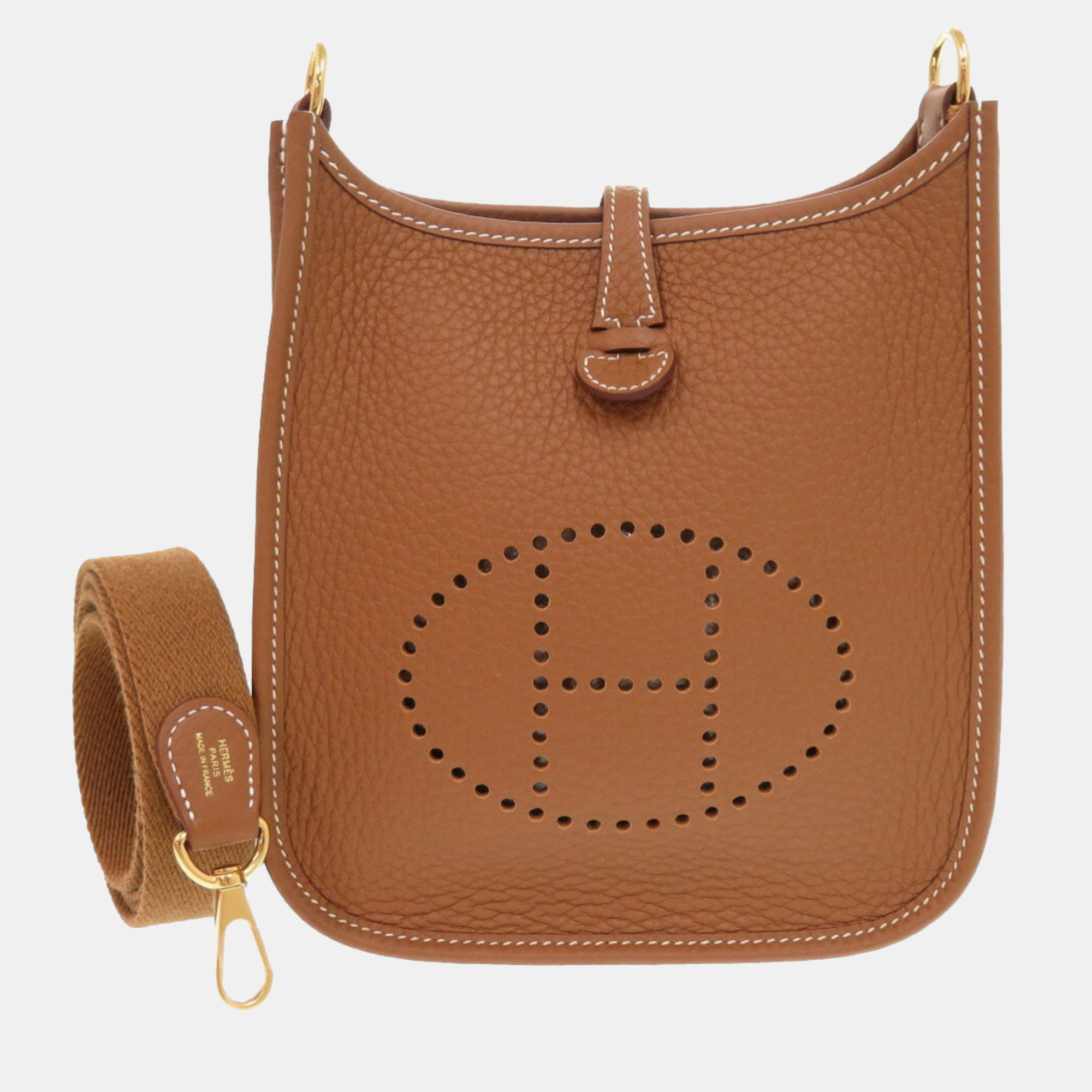 Pre-owned Hermes Evelyn Tpm Amazon Tbrown Aurillon Clemence Gold Shoulder Bag In Brown