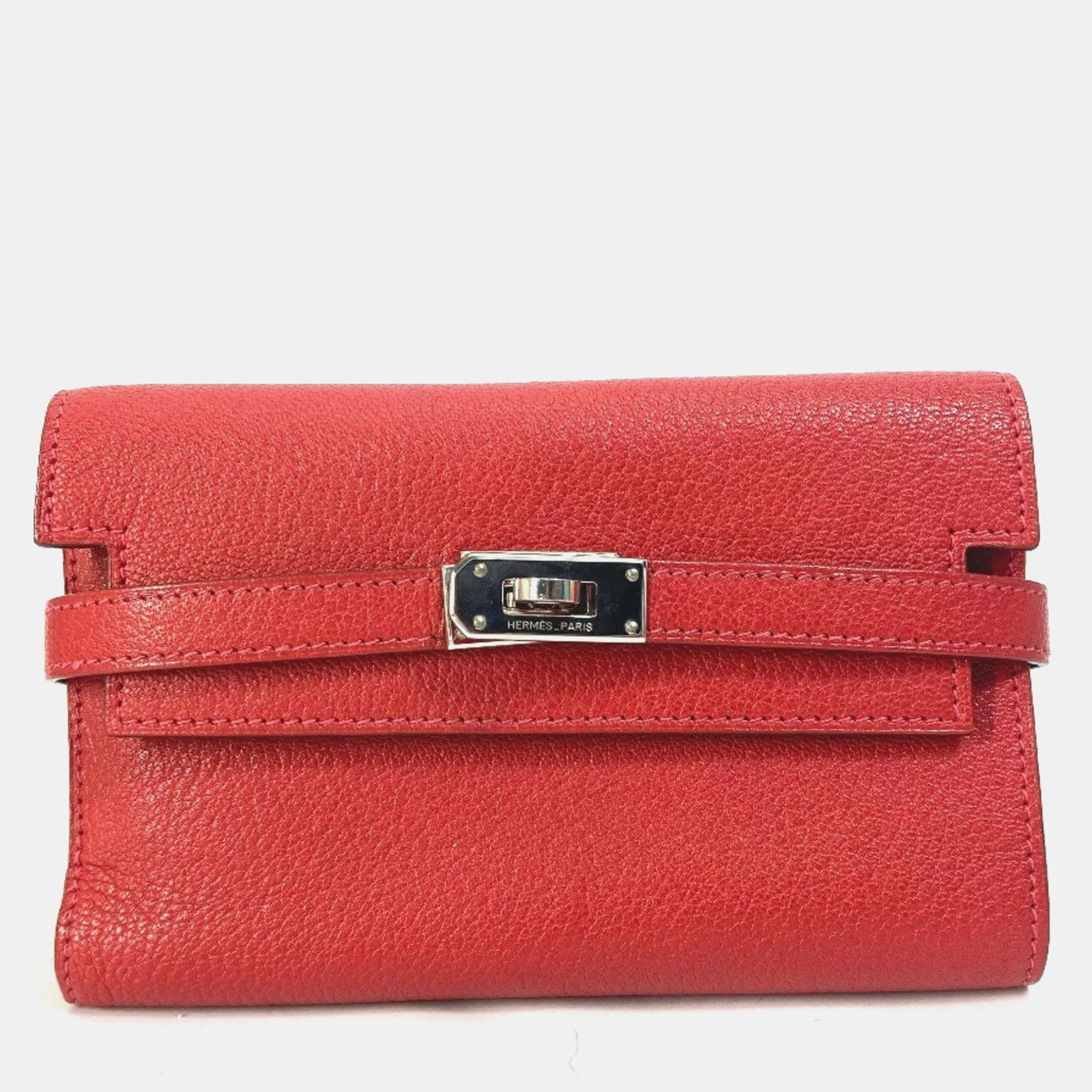 

Hermes Kelly Chevre Rouge Coupe Red Medium Compact Trifold Wallet