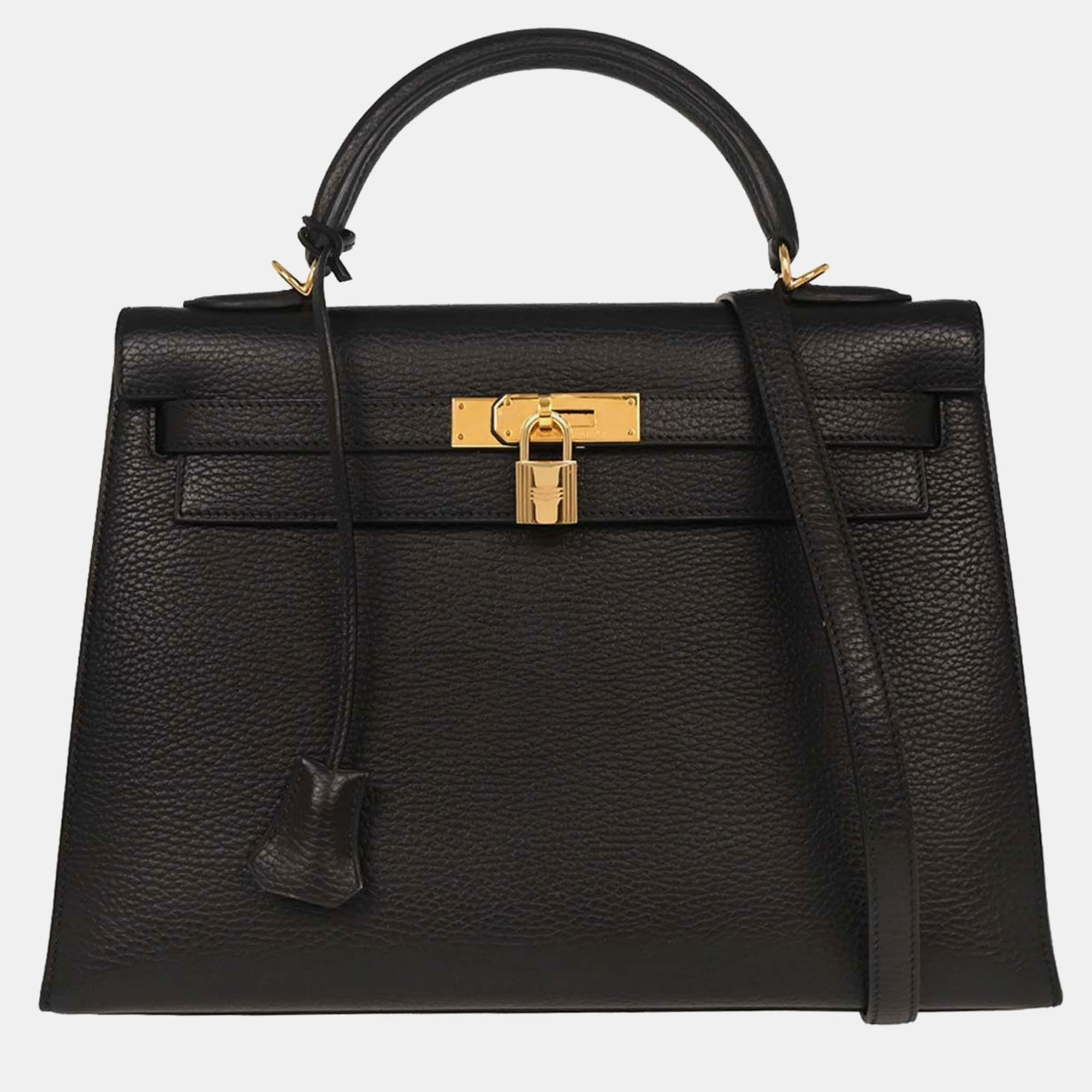 

Hermes Black Ardennes Kelly 32 Sellier Handbag