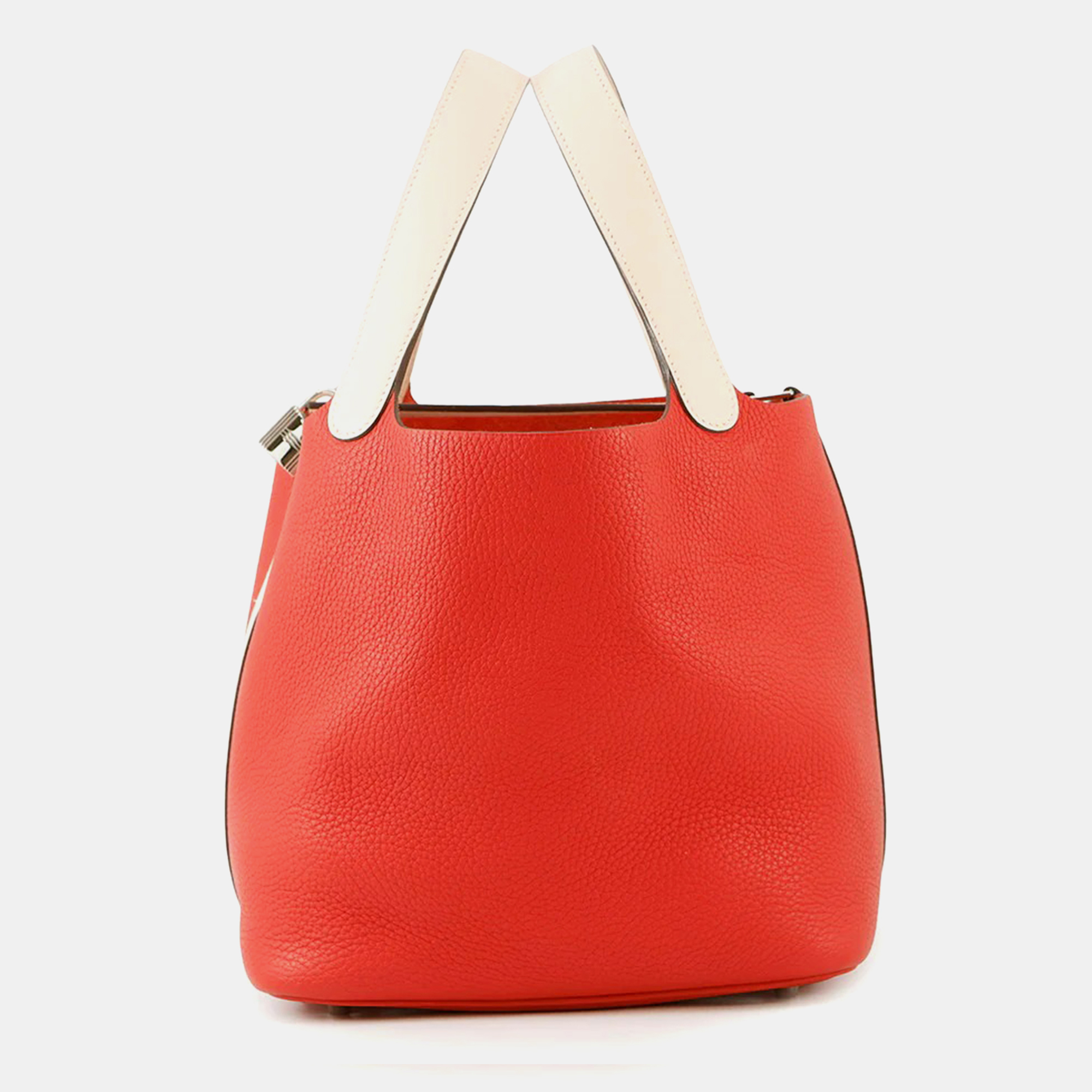 

Hermes Picotin Lock MM Touch Rouge Tomate/Rose Eglantine Taurillon Clemence Swift Leather Bag, Pink