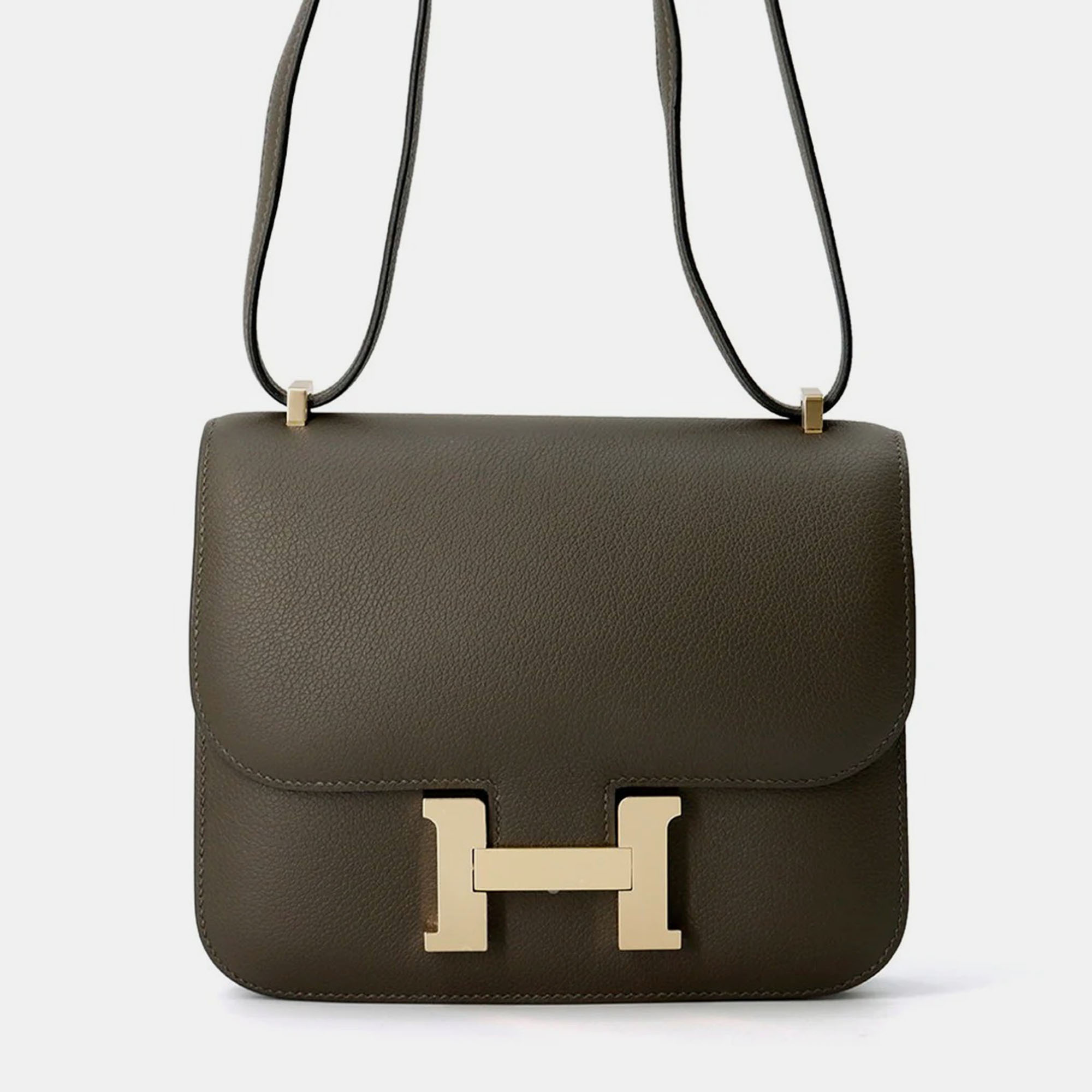 

Hermes Constance 3 Miroir Verso Vert Maki/Blue Brume Evercolor Size Mini, Green
