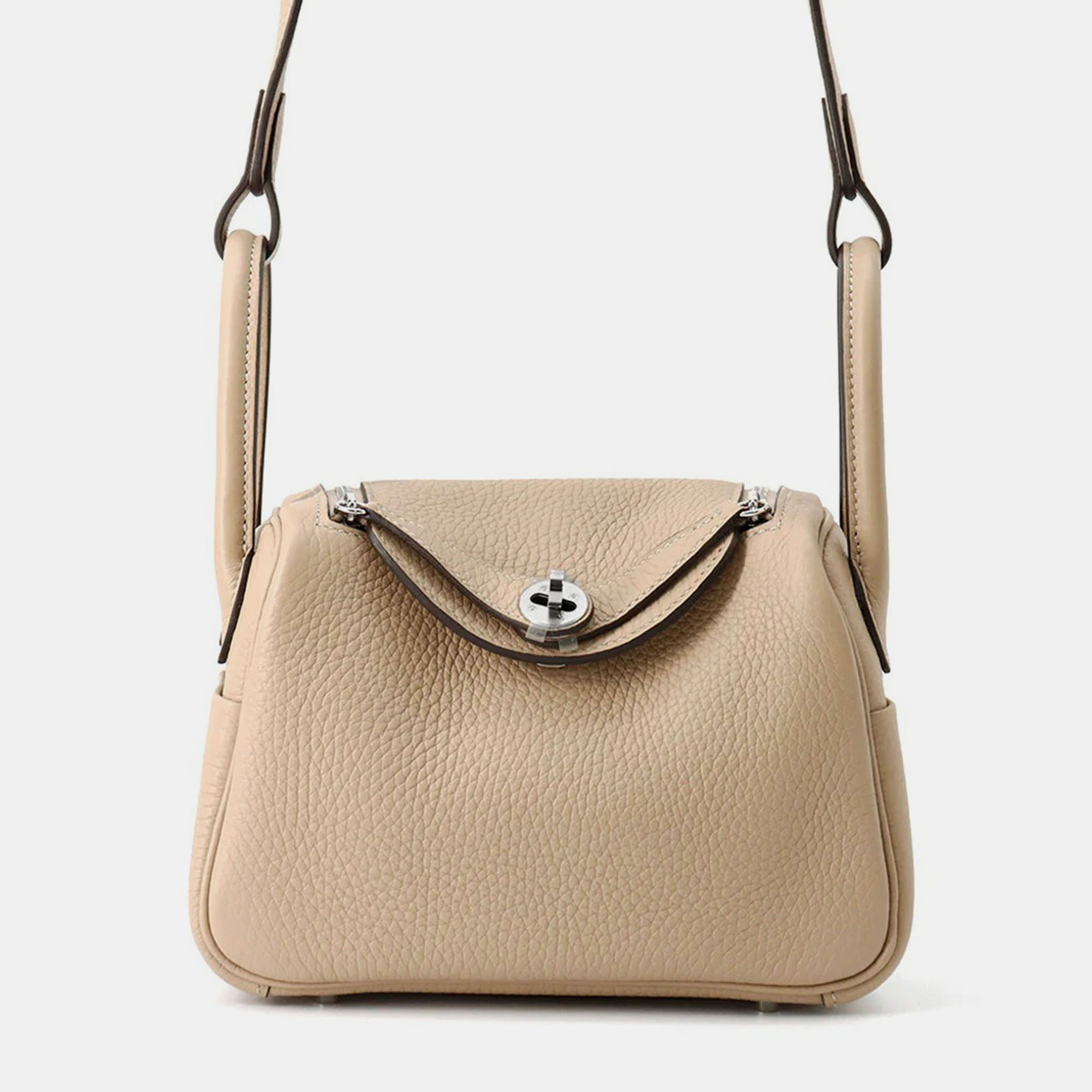 

Hermes Lindy Trench/Etoupe Taurillon Clemence Size Mini, Beige