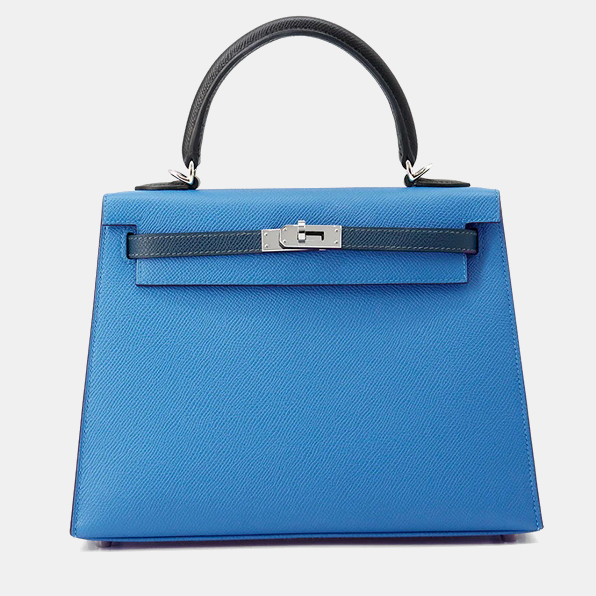 Pre-owned Hermes Kelly Sellier Size 25 Tricolor Blue Zanzibar/blue De Prusse/black Epsom Bag