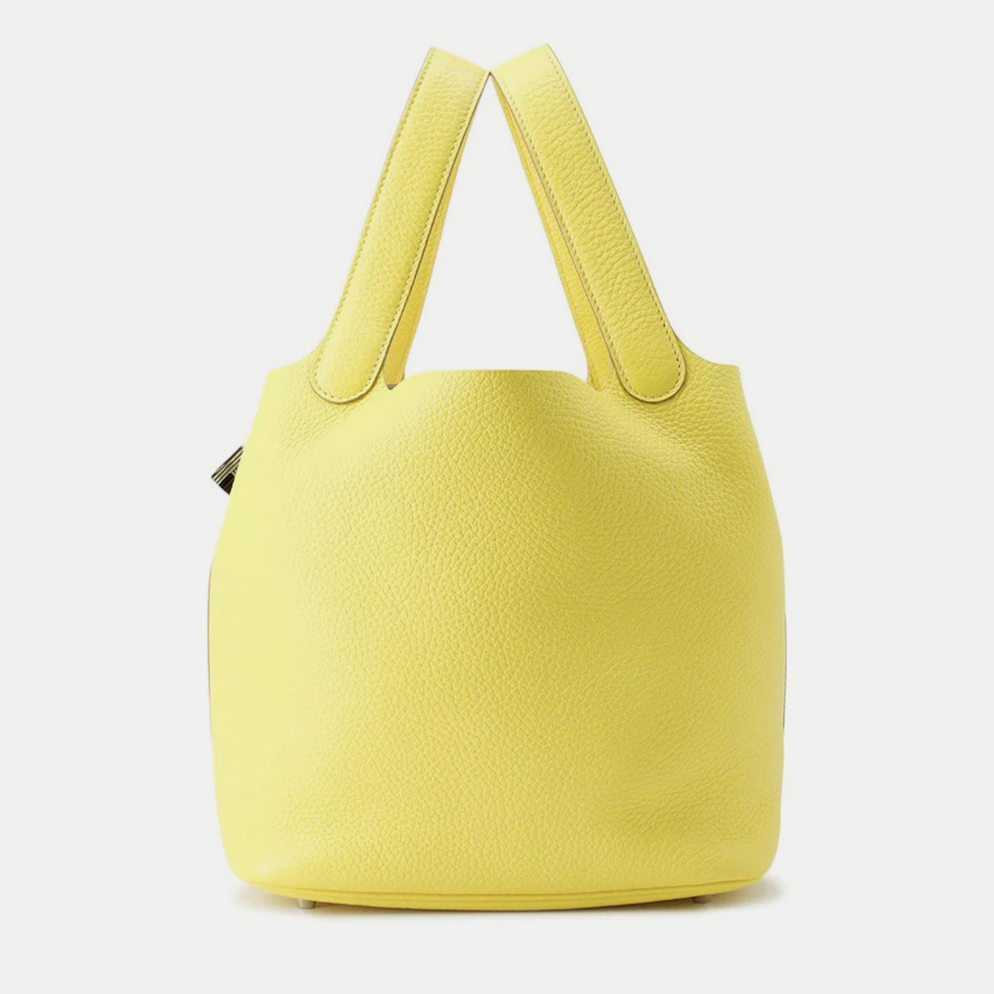 

Hermes Picotin Lock Lime Taurillon Clemence MM, Yellow