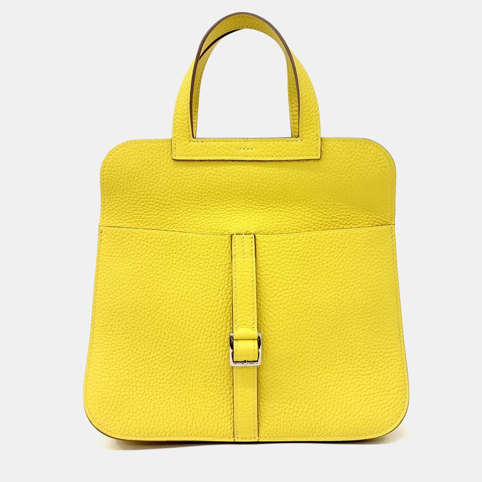 Pre-owned Hermes Halzan Yellow Leather Bag