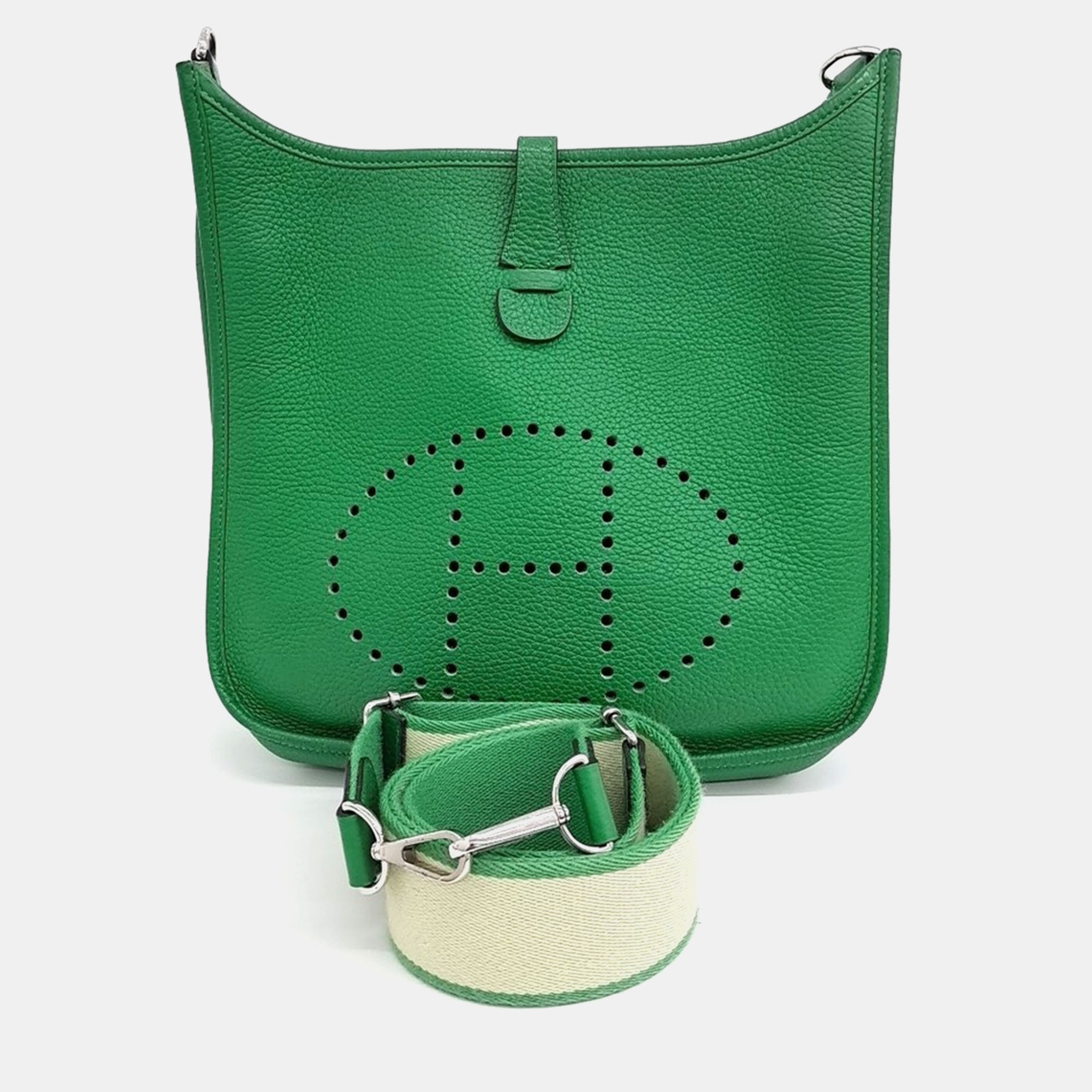

Hermes Evelyn 29 Green Leather Bag