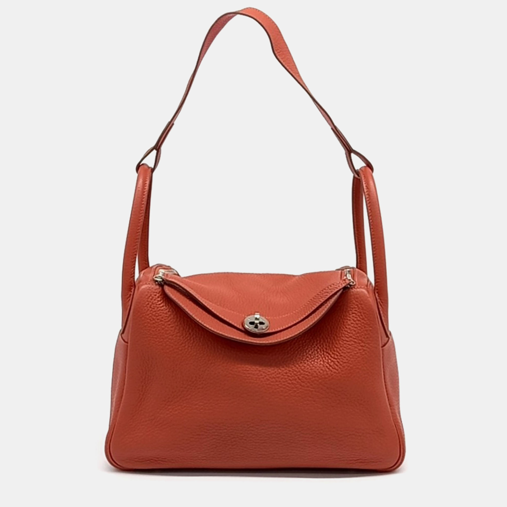 

Hermes Two-Tone Lindy 30 Orange Leather Bag