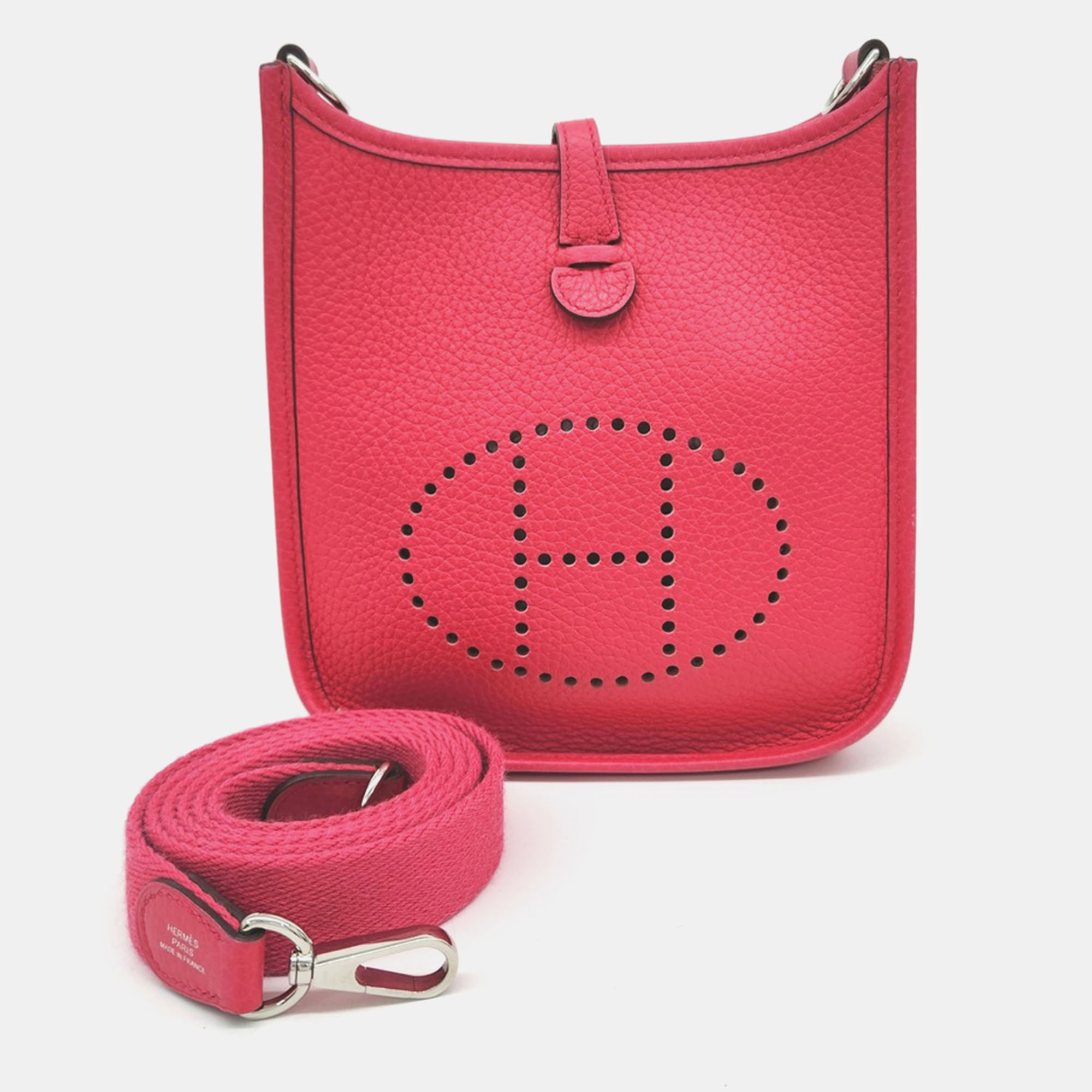 Pre-owned Hermes Pink Leather Evelyn 16