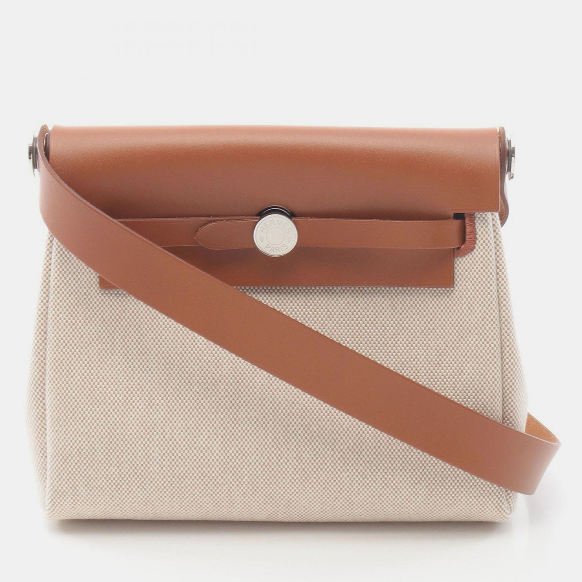 

Hermes Herbag Zip Mini Beige/Brown Toile H Canvas and Leather Crossbody Bag