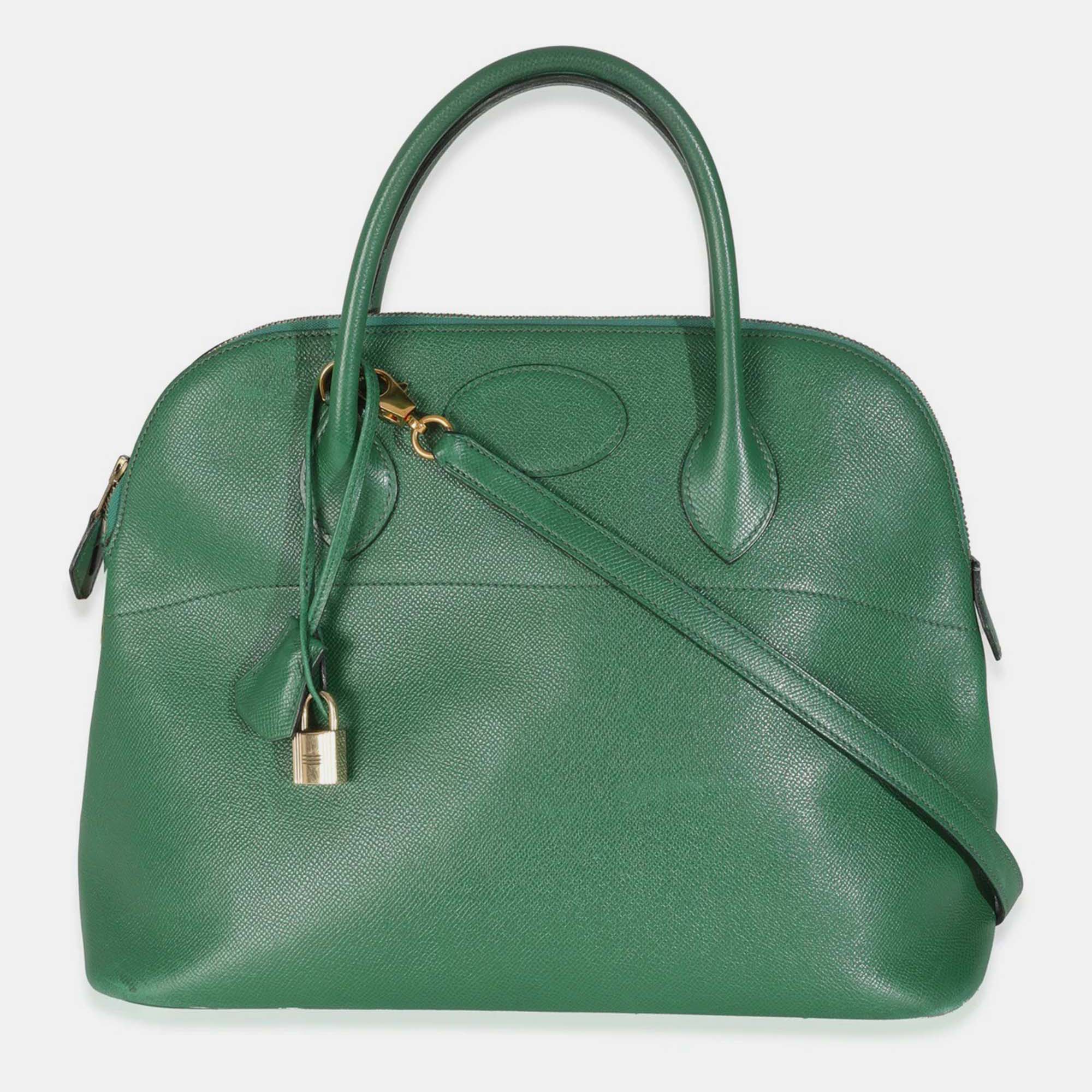

Hermes Vintage Vert Bengale Courchevel Bolide 35 GHW, Green