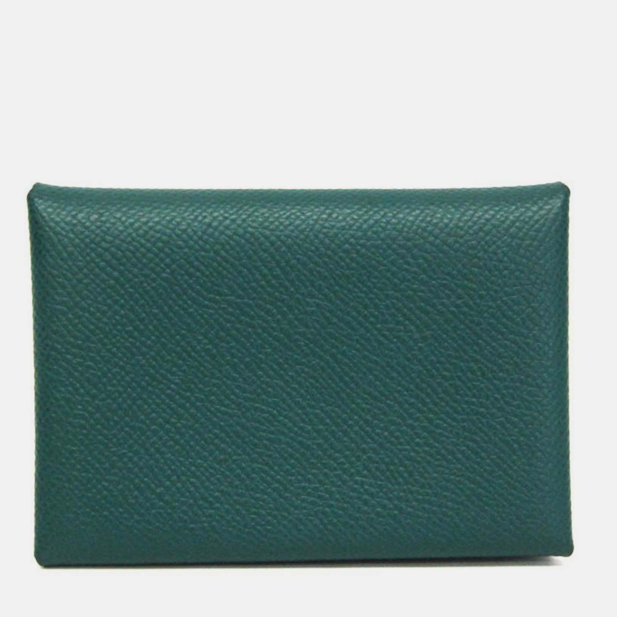 

Hermes Calvi Duo Green Epsom Leather Card Case