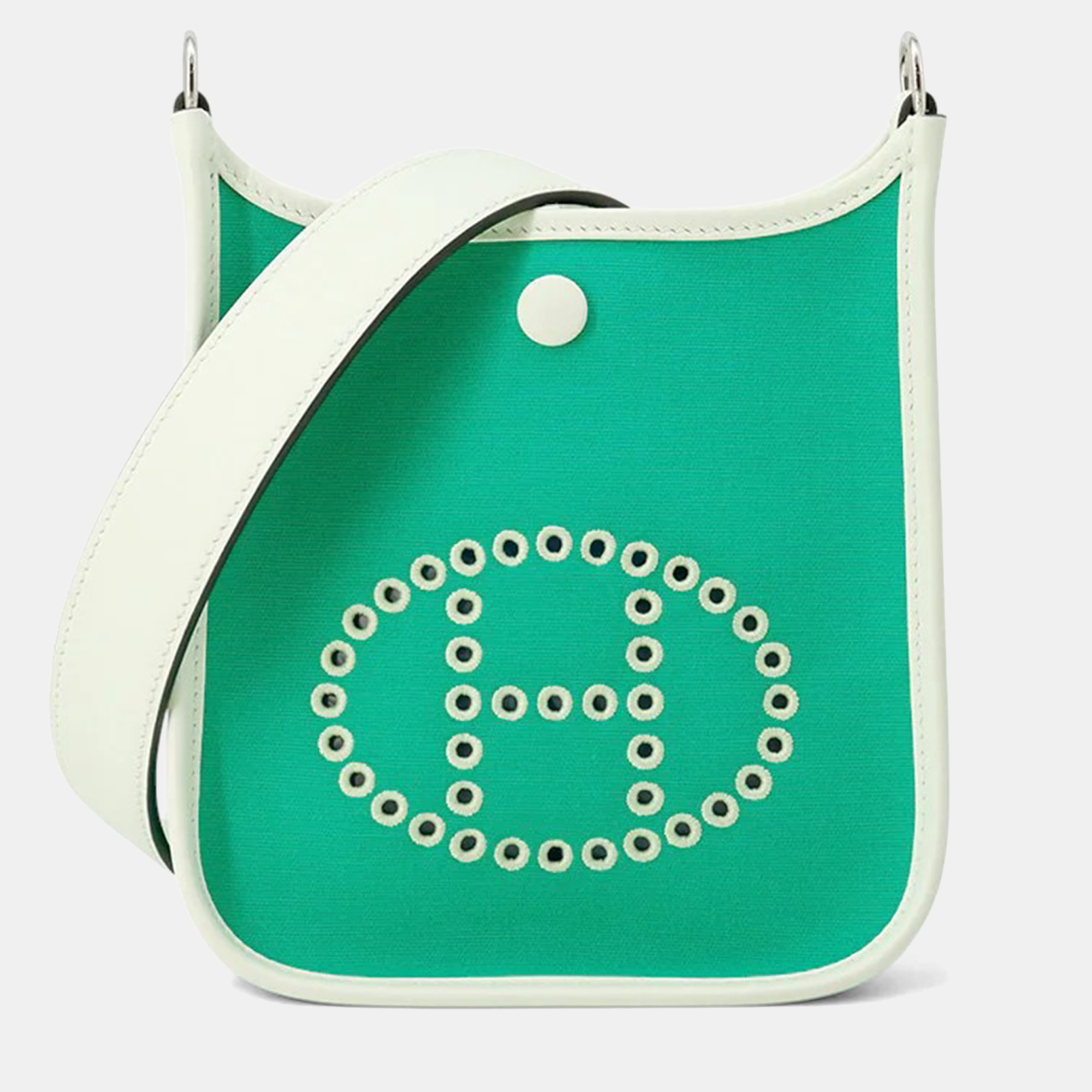 

Hermes Neo Evelyne Menthe/Blue Azteque/Vert Fizz Toile Officier Swift Leather TPM