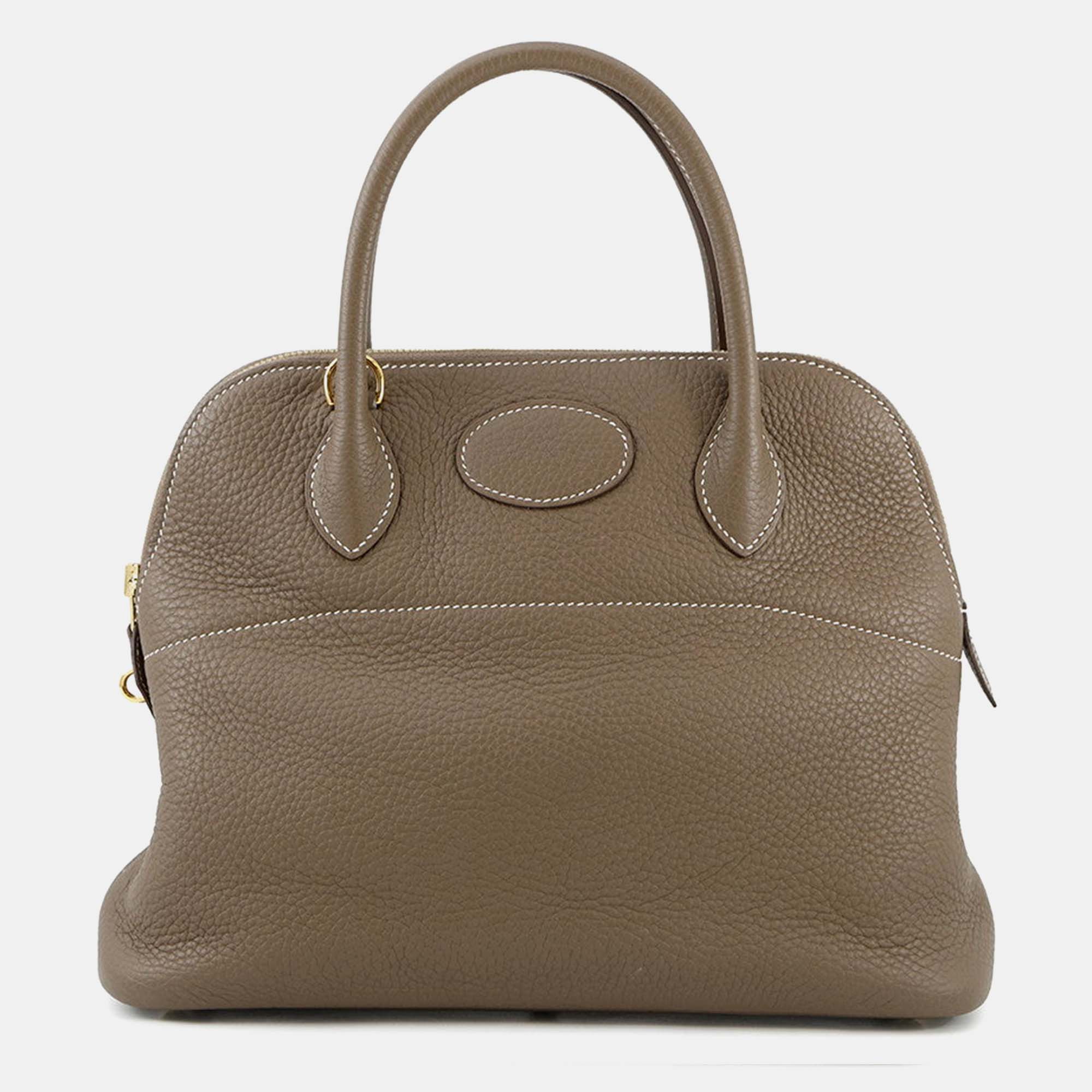 

Hermes Bolide Etoupe Taurillon Clemence Size, Brown