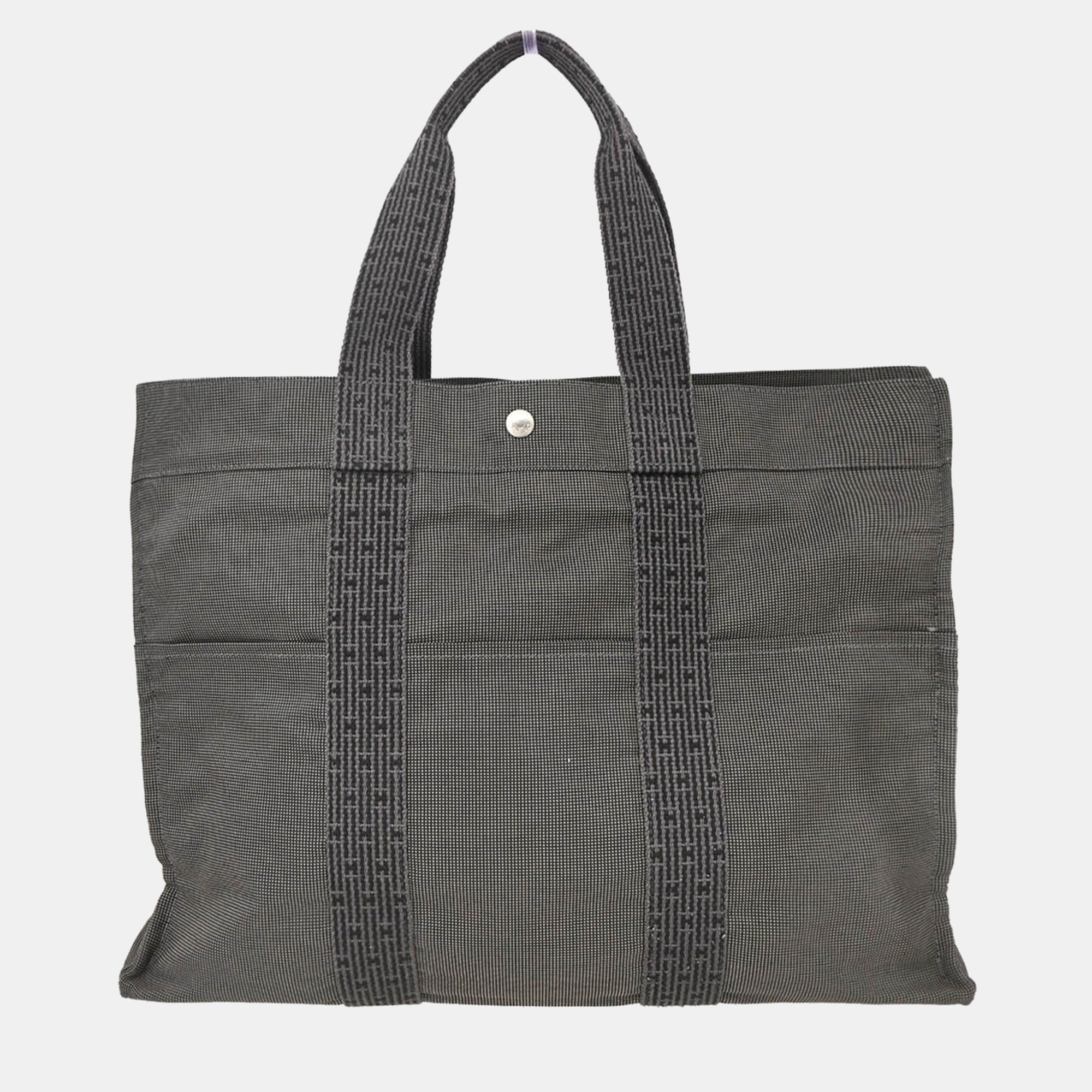 Pre-owned Hermes Gray Canvas Herline Tote Gm Handbag