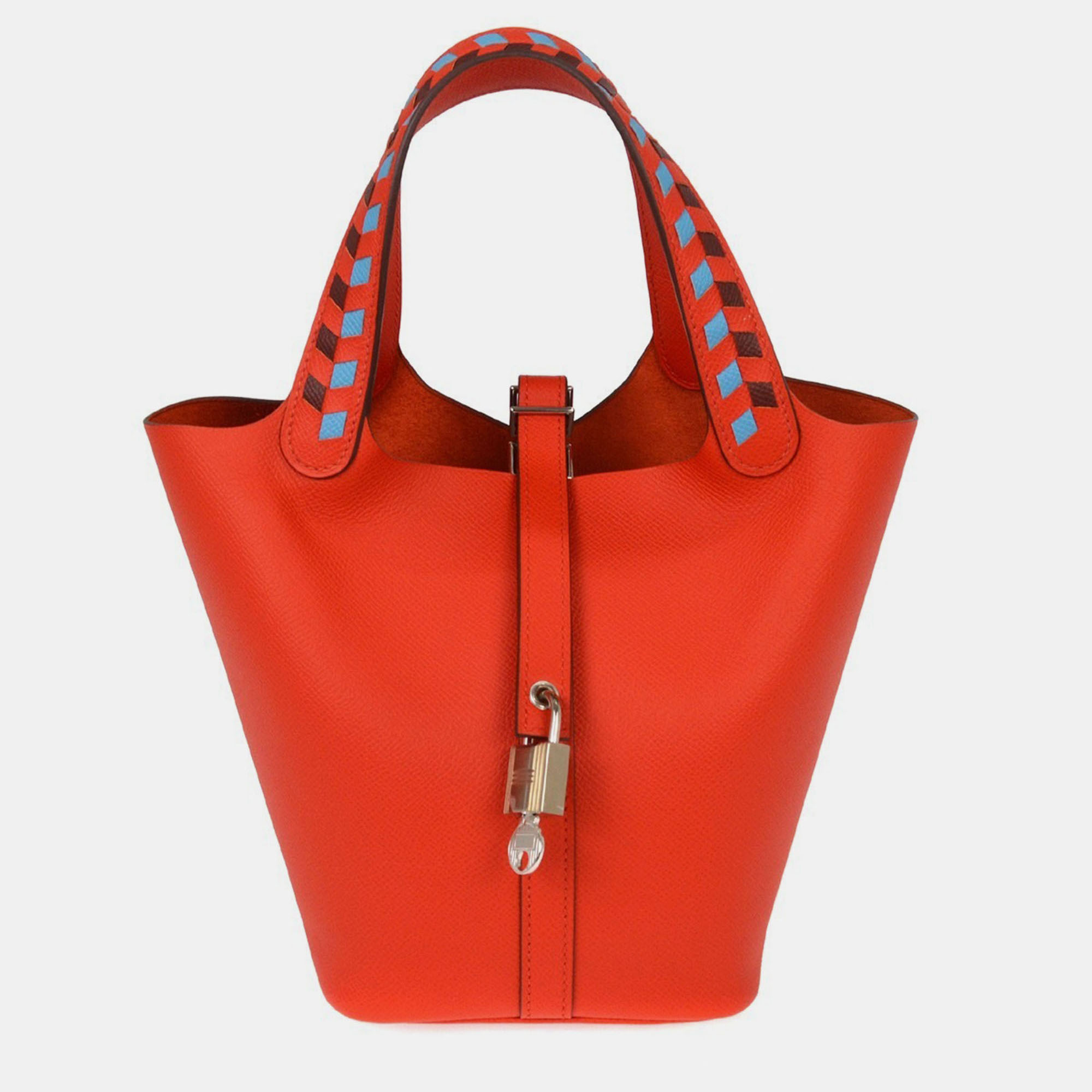 

Hermes Red Epsom Picotin Lock 18 PM Tressage de Cuir Handbag