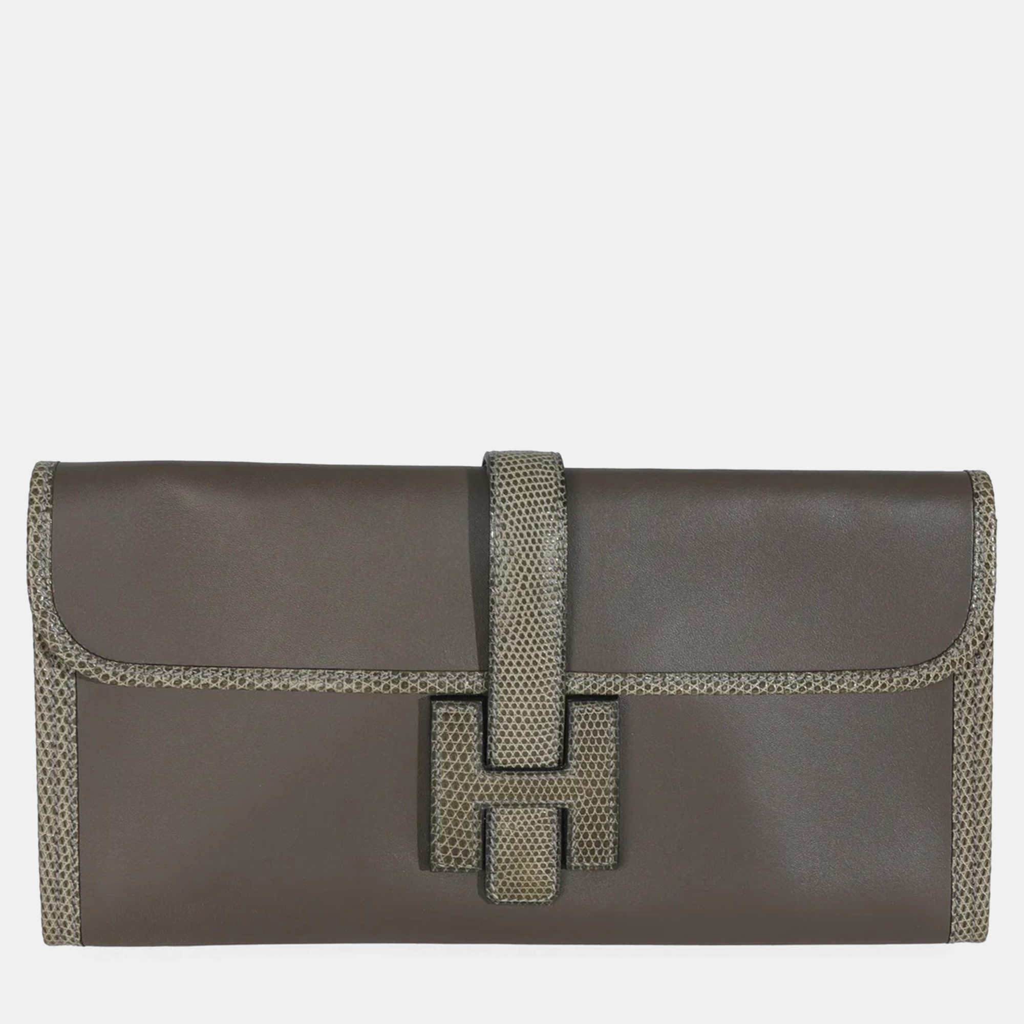 

Hermes Touch 29 Etain Ombre Swift Lizard Jige Clutch, Grey
