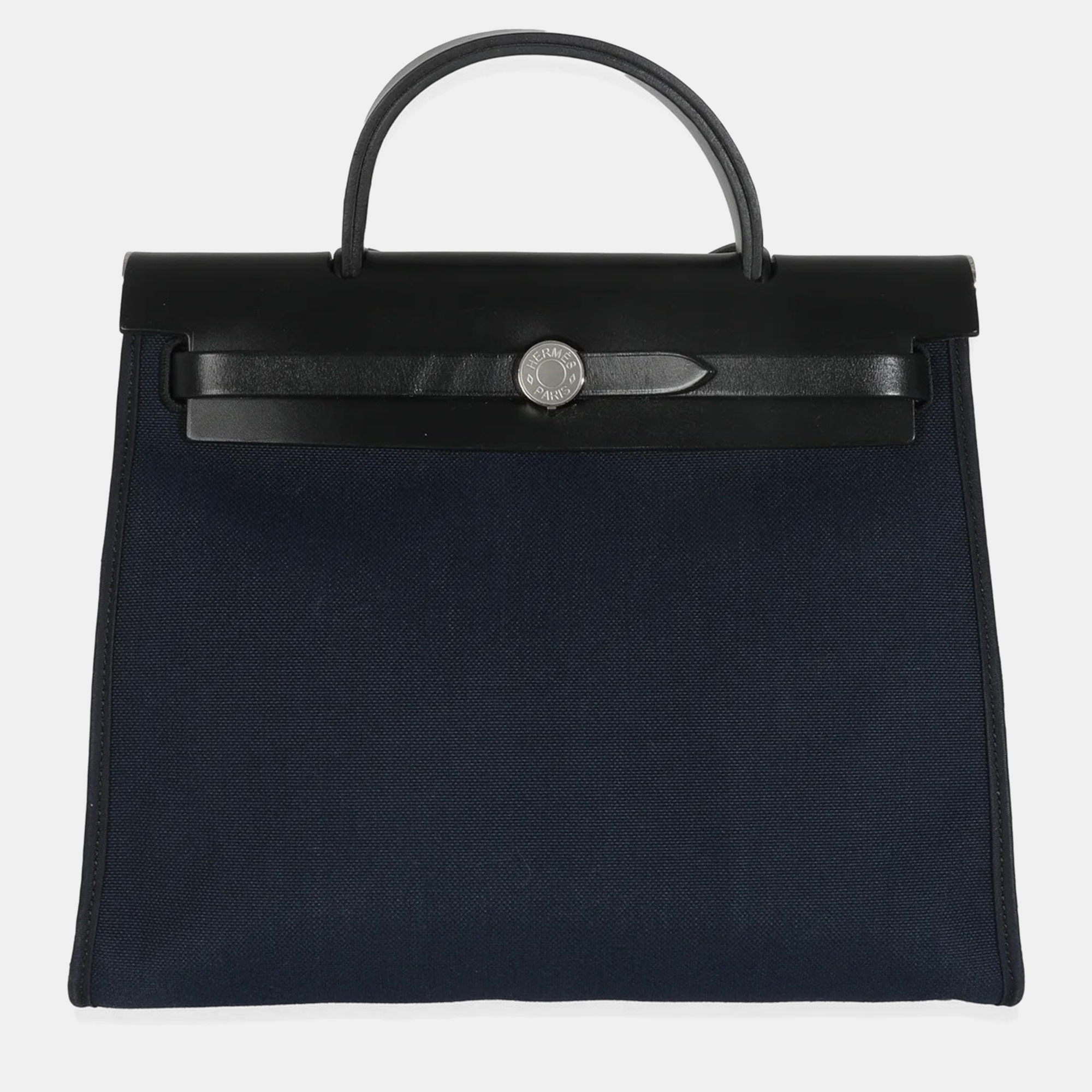 

Hermes Bleu Marine Bleu Saphir Military Toile Vache Hunter Herbag Zip 31 PM PHW, Black