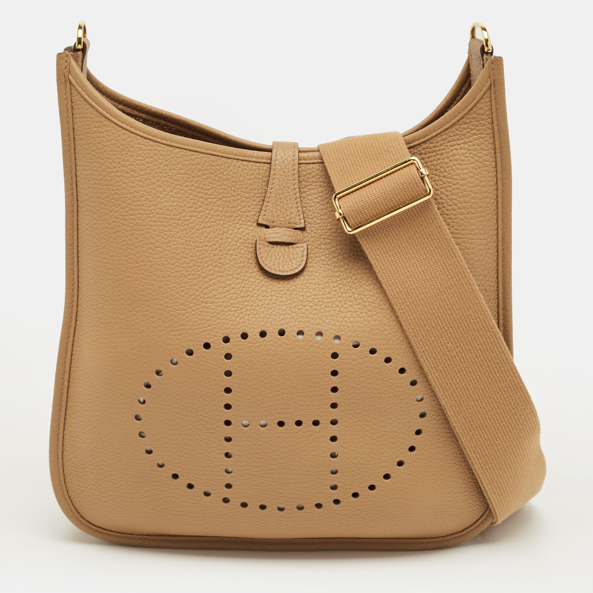 

Hermes Biscuit Taurillon Clemence Leather Evelyne III 29 Bag, Brown