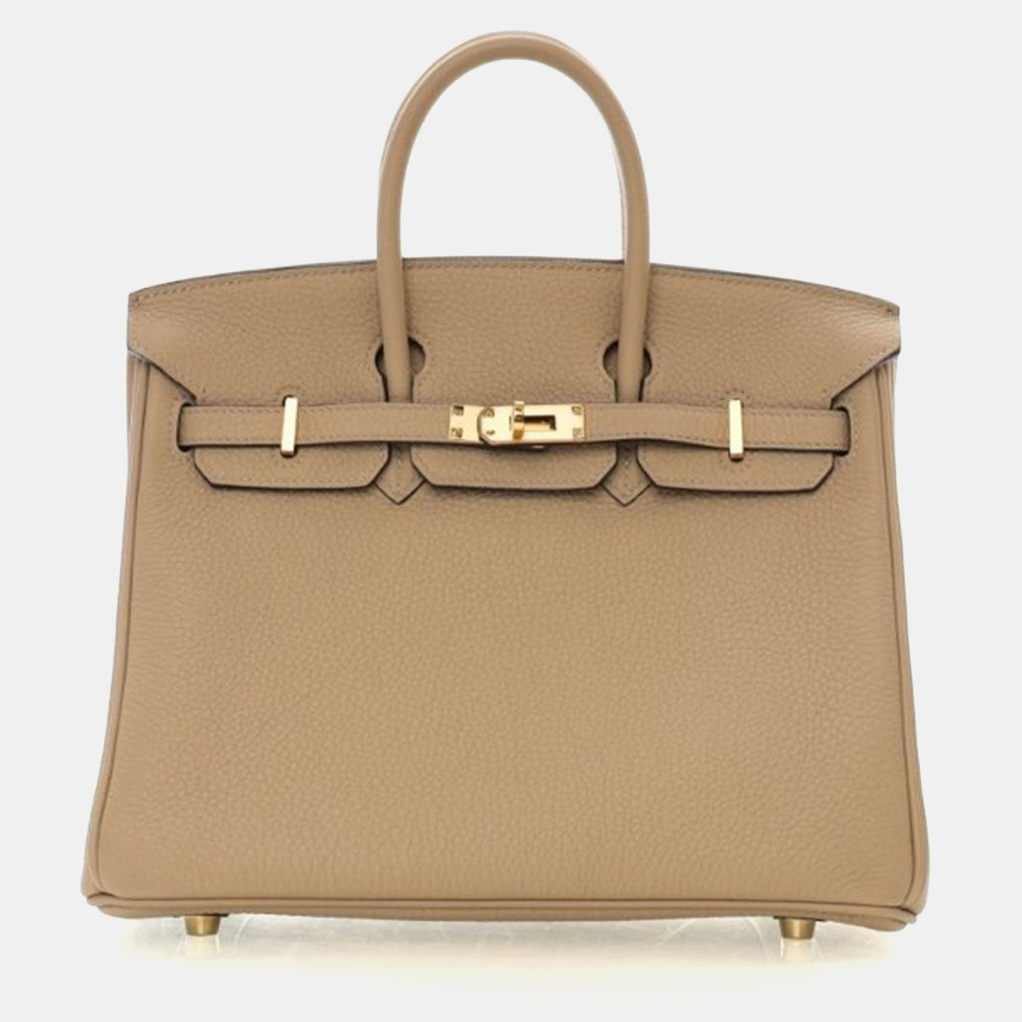 Pre-owned Hermes Birkin 25 Trench Togo Leather Bag In Sand