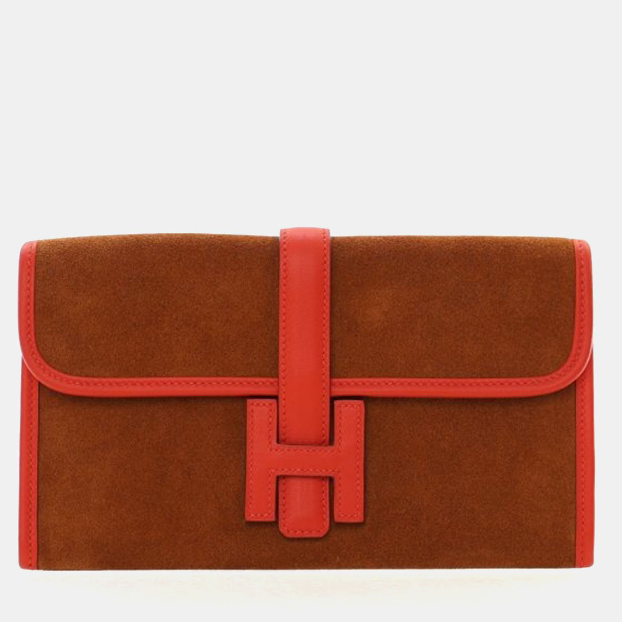 

Hermes Rouge Tomate Suede Jige 20, Brown