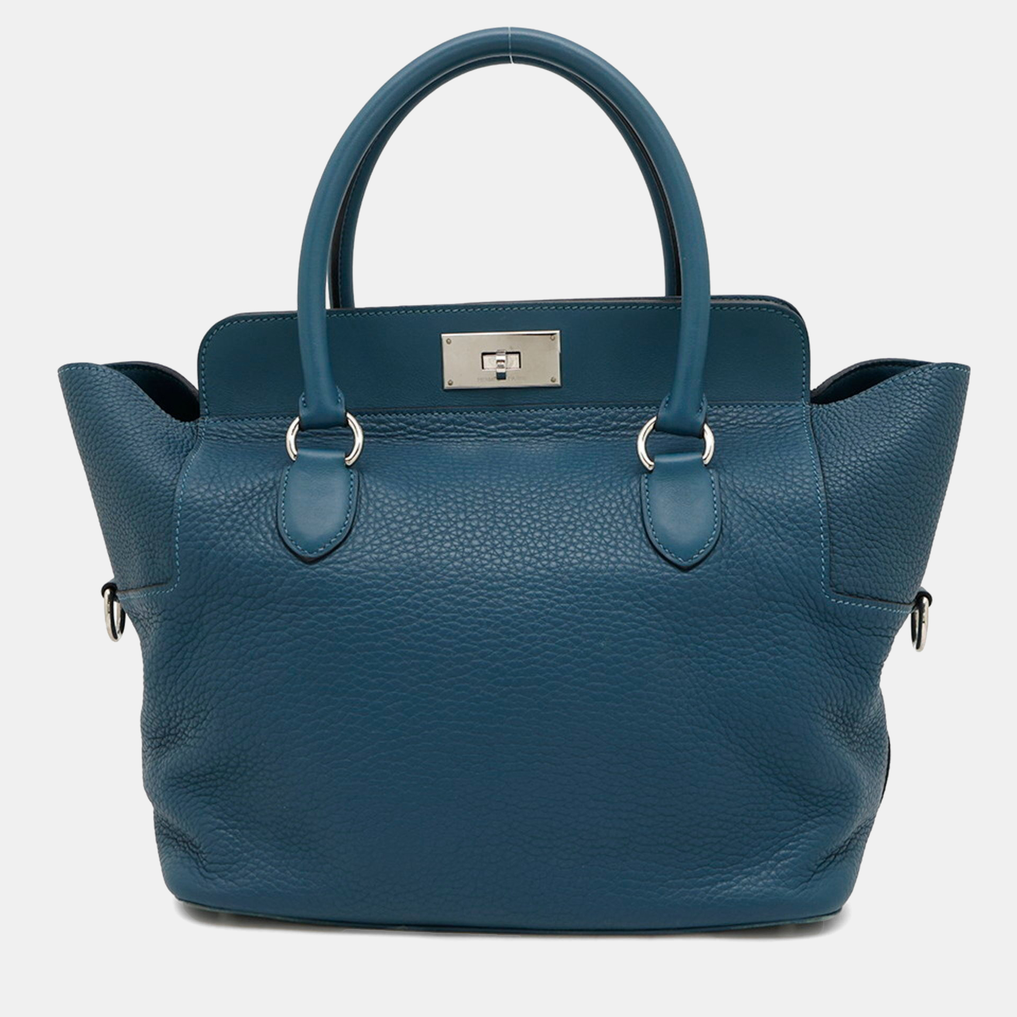 

Hermes Toolbox 26 Handbag Colvert Taurillon Clemence Leather Shoulder Bag, Blue