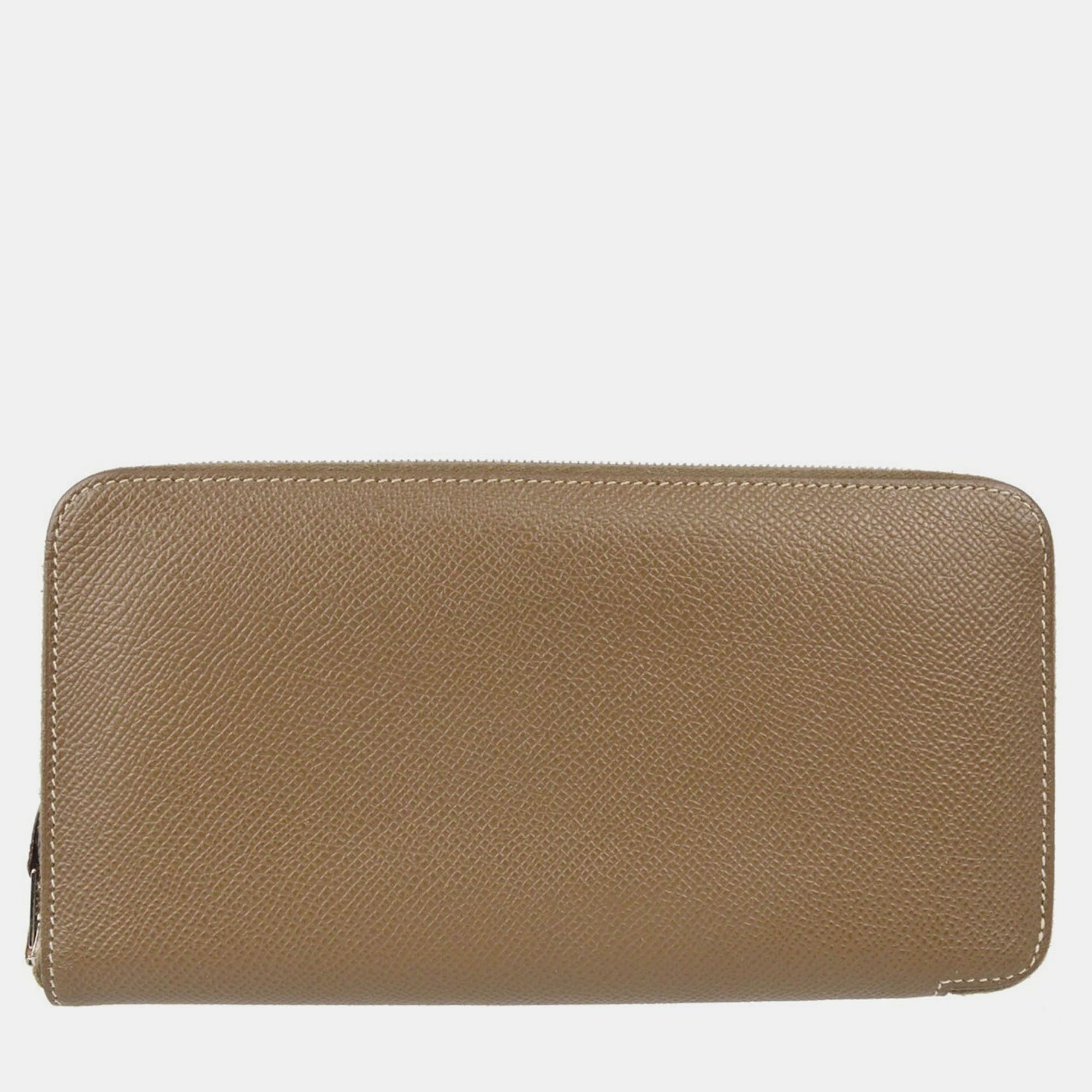 

Hermes Etoupe Gray Epsom Azap Zip-Around Long Wallet, Brown