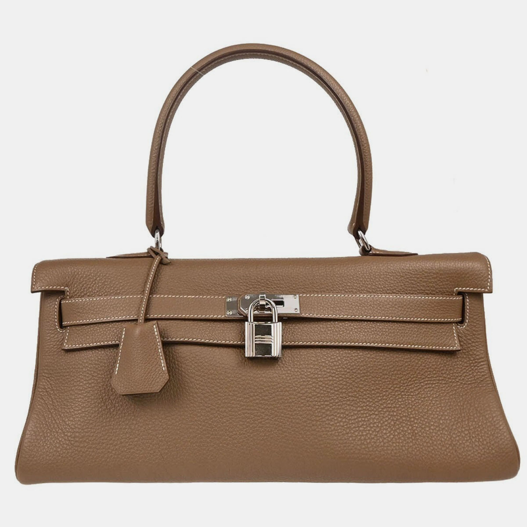 

Hermes Etoupe Gray Togo Shoulder Kelly Handbag, Brown