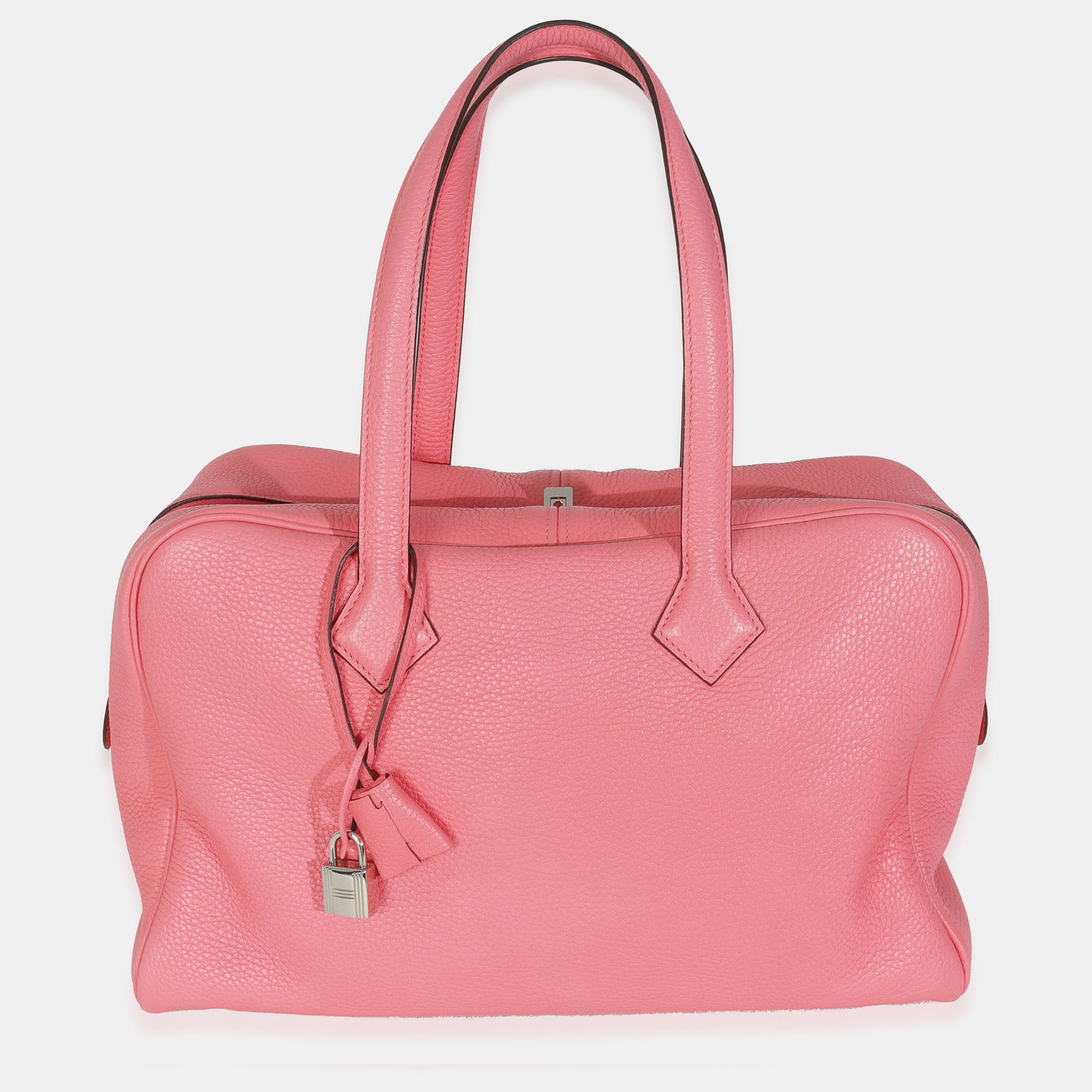 

Hermes Victoria II 35 Rose Azalee Clemence PHW Handbag, Pink