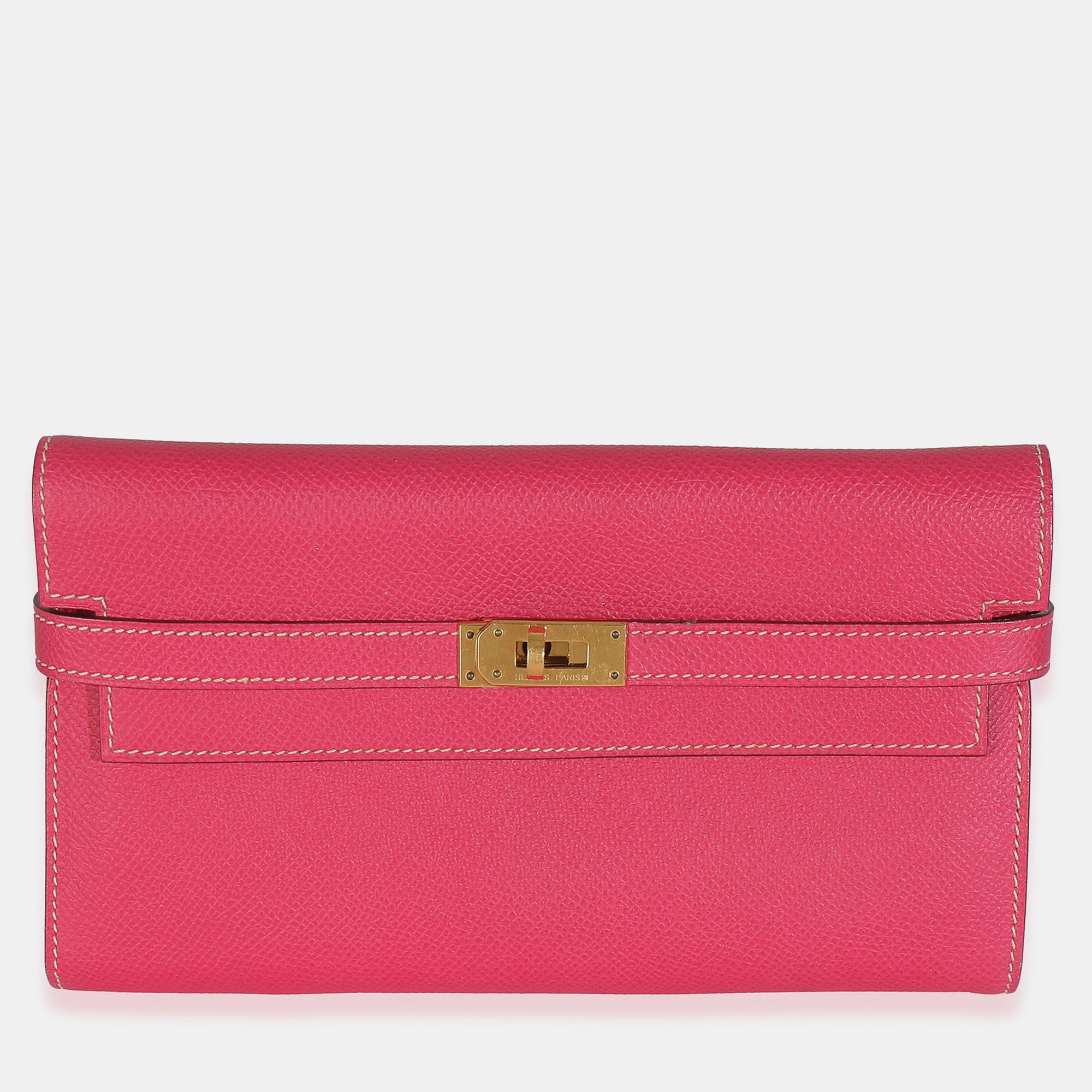

Hermes Kelly Rose Tyrien Epsom Long Wallet GHW, Pink