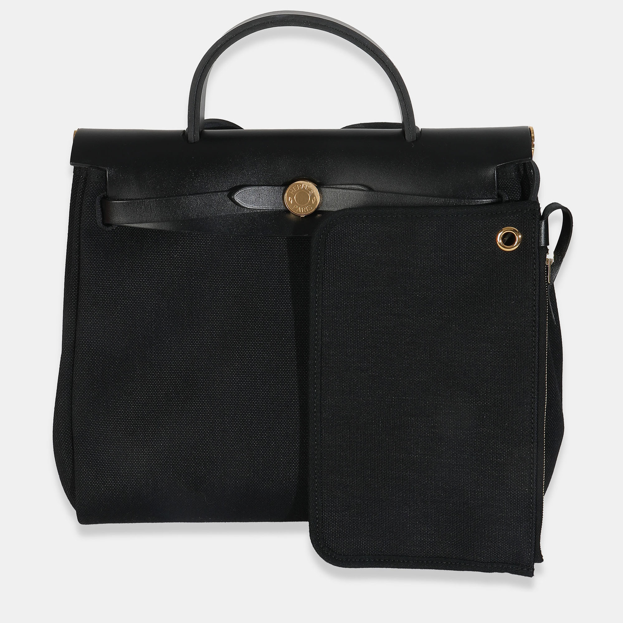 

Hermes Herbag Zip 31 Black Military Toile Vache Hunter PM GHW Handbag