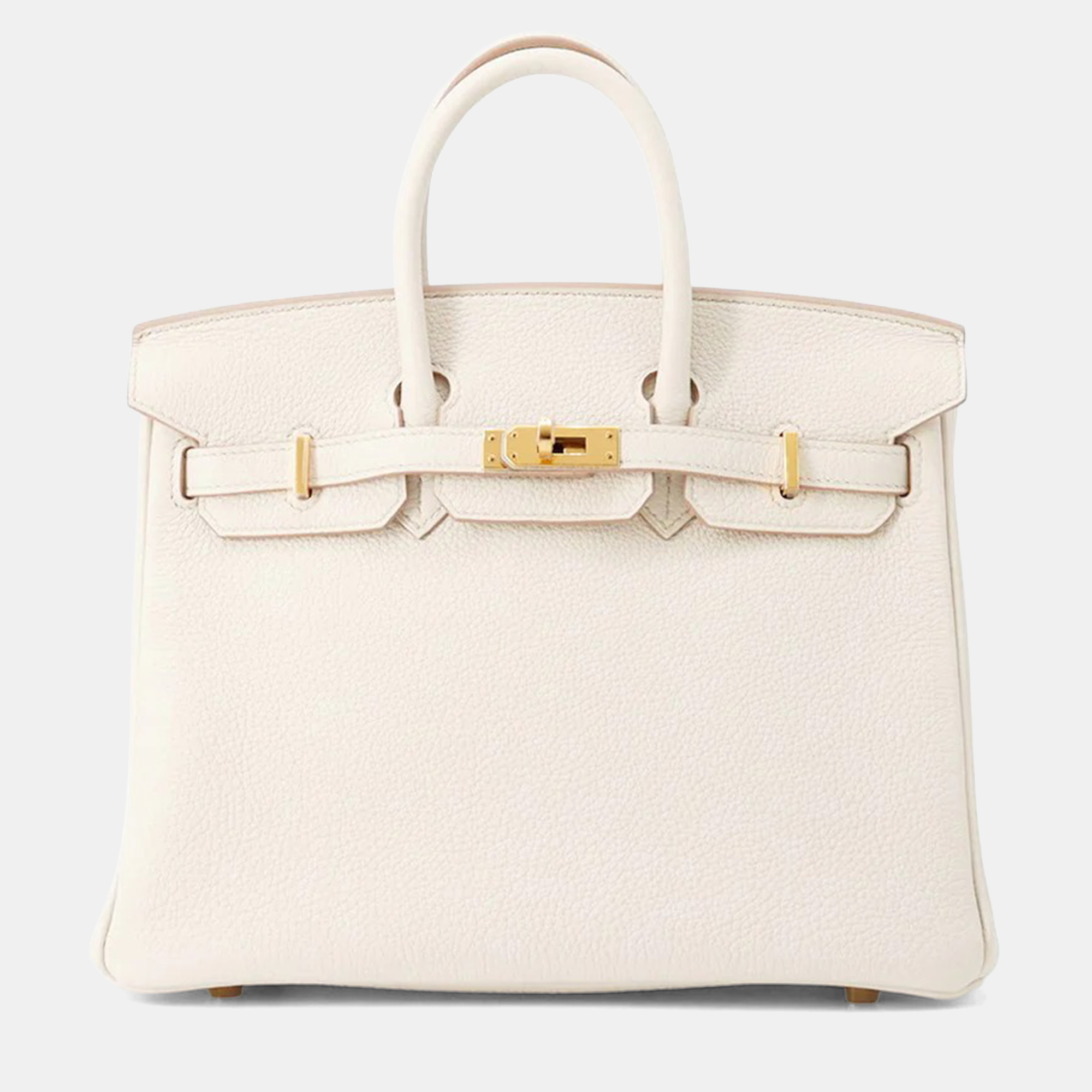 Pre-owned Hermes Birkin Size 25 Beton Togo Leather Bag In White