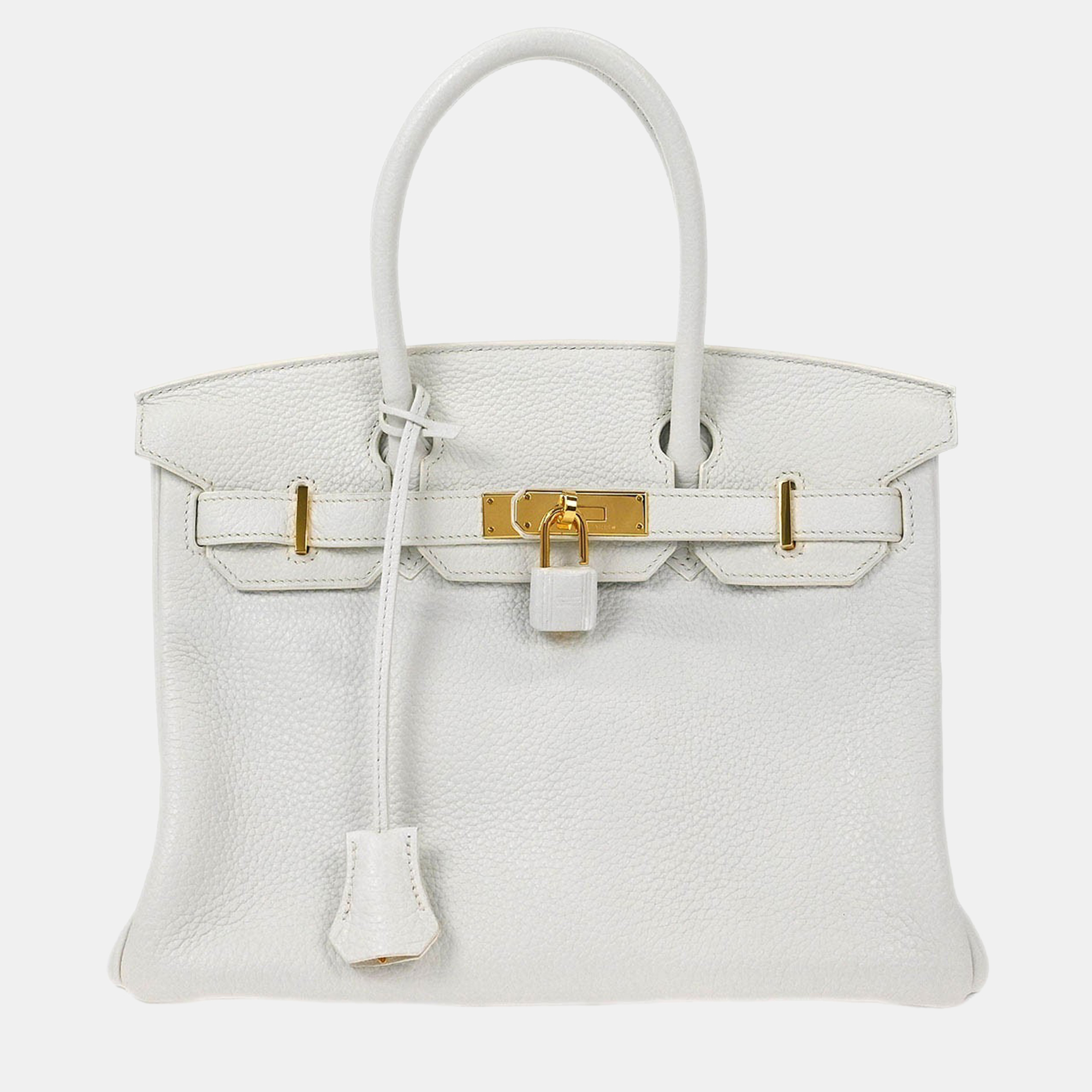 

Hermes White Taurillon Clemence Birkin 30 Handbag