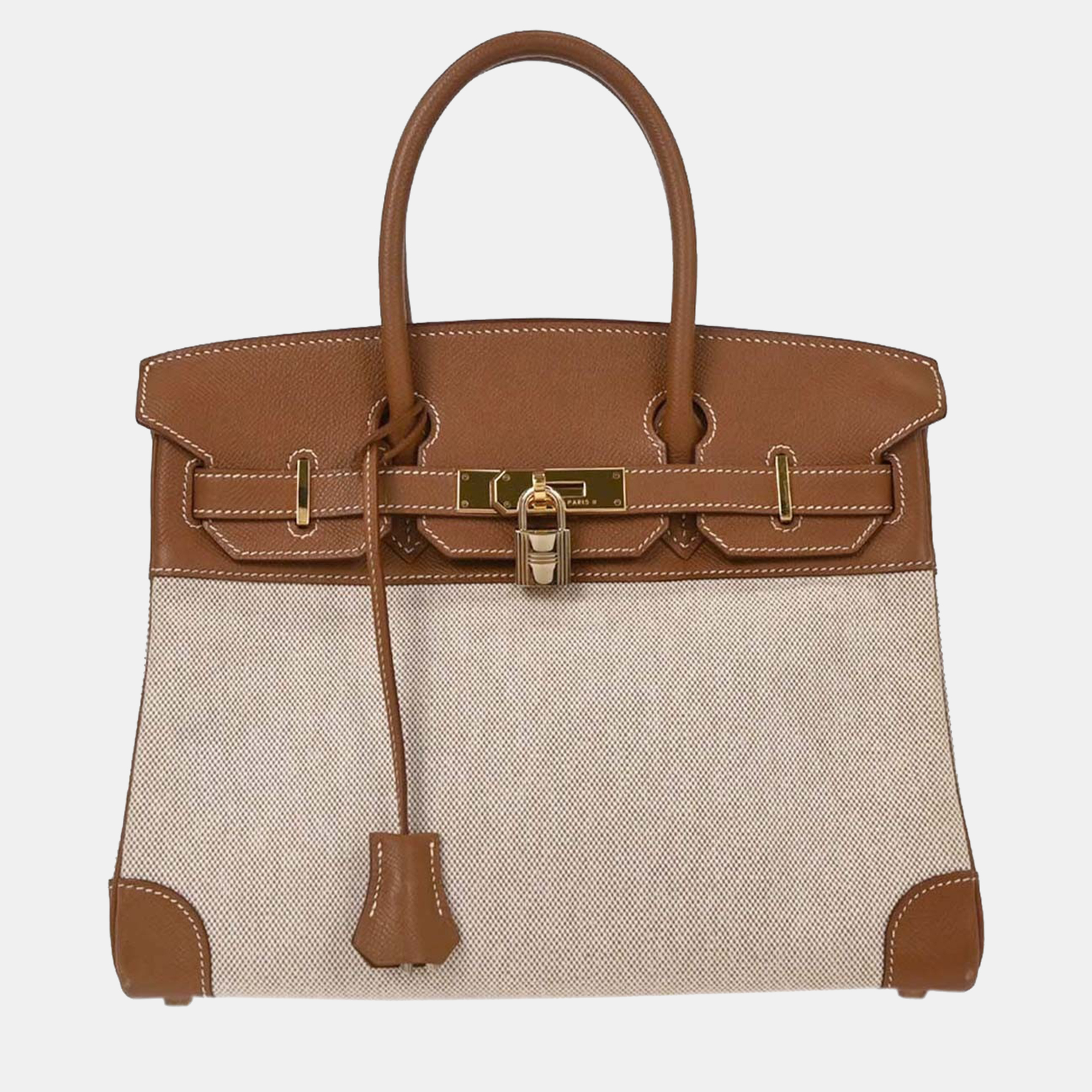 

Hermes Beige Gold Toile H Courchevel Birkin 30 Handbag