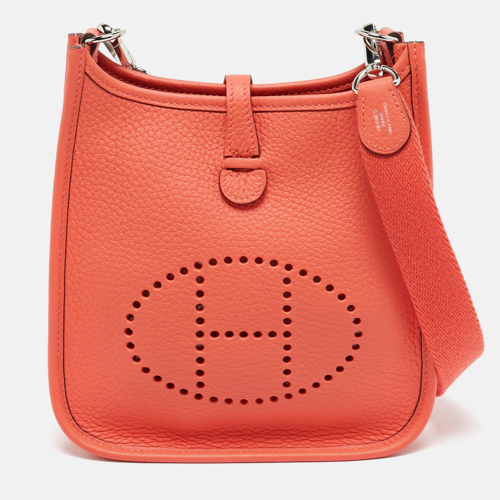 

Hermès Orange Field Taurillon Clemence Leather Evelyne TPM Bag