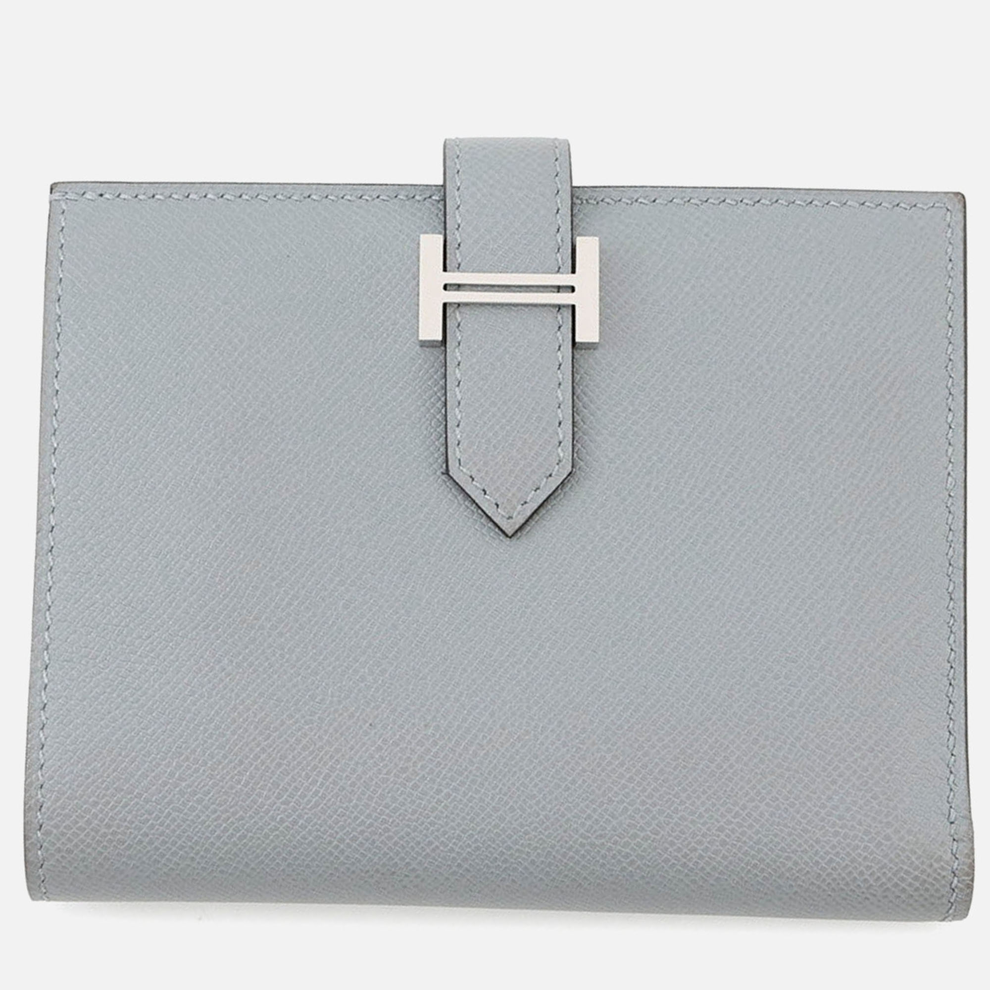 Pre-owned Hermes Bean Compact Green Pantan Veau Madame