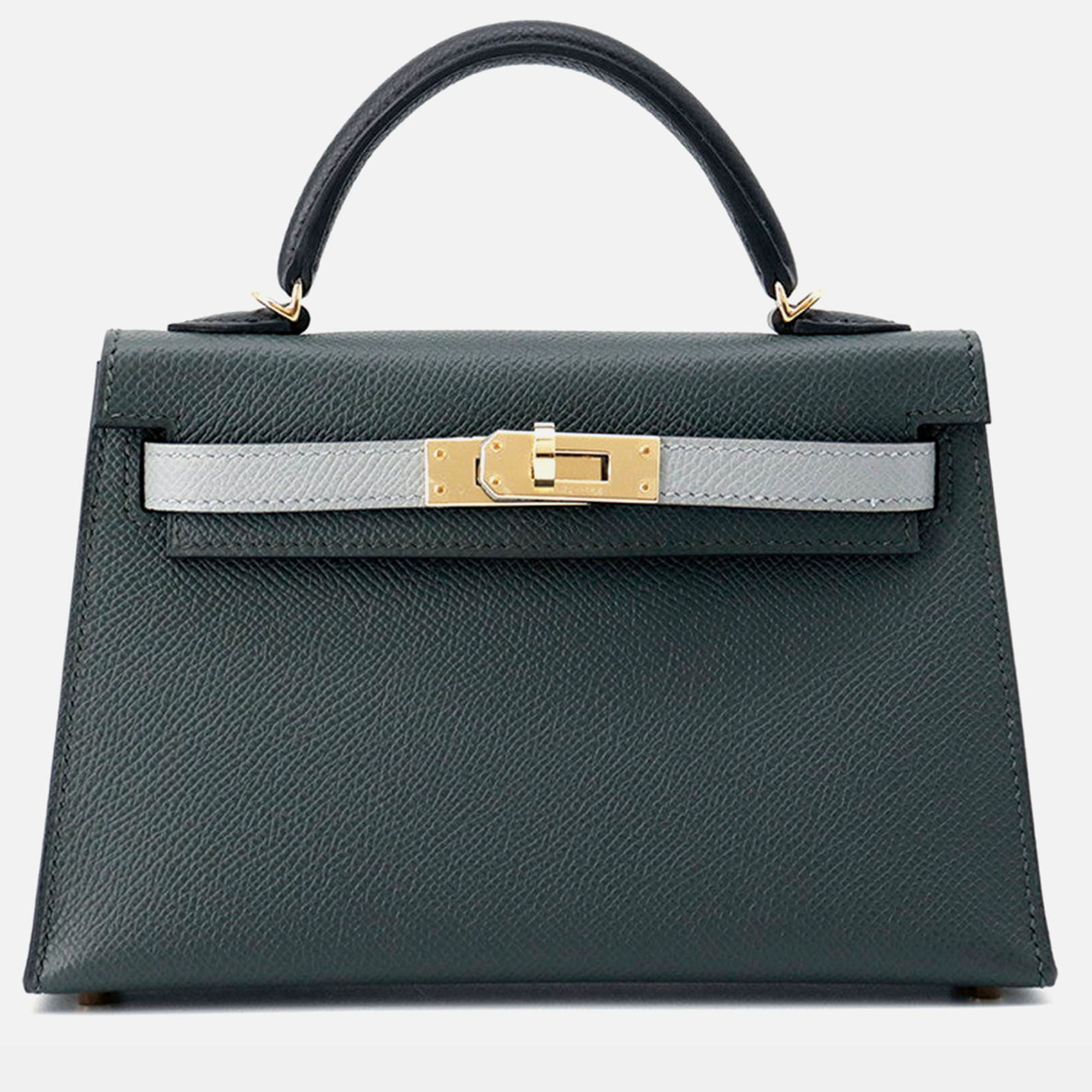 

Hermes Mini Kelly 2 Tricolor Vert Mangrove/Black/Green Pantan Epsom