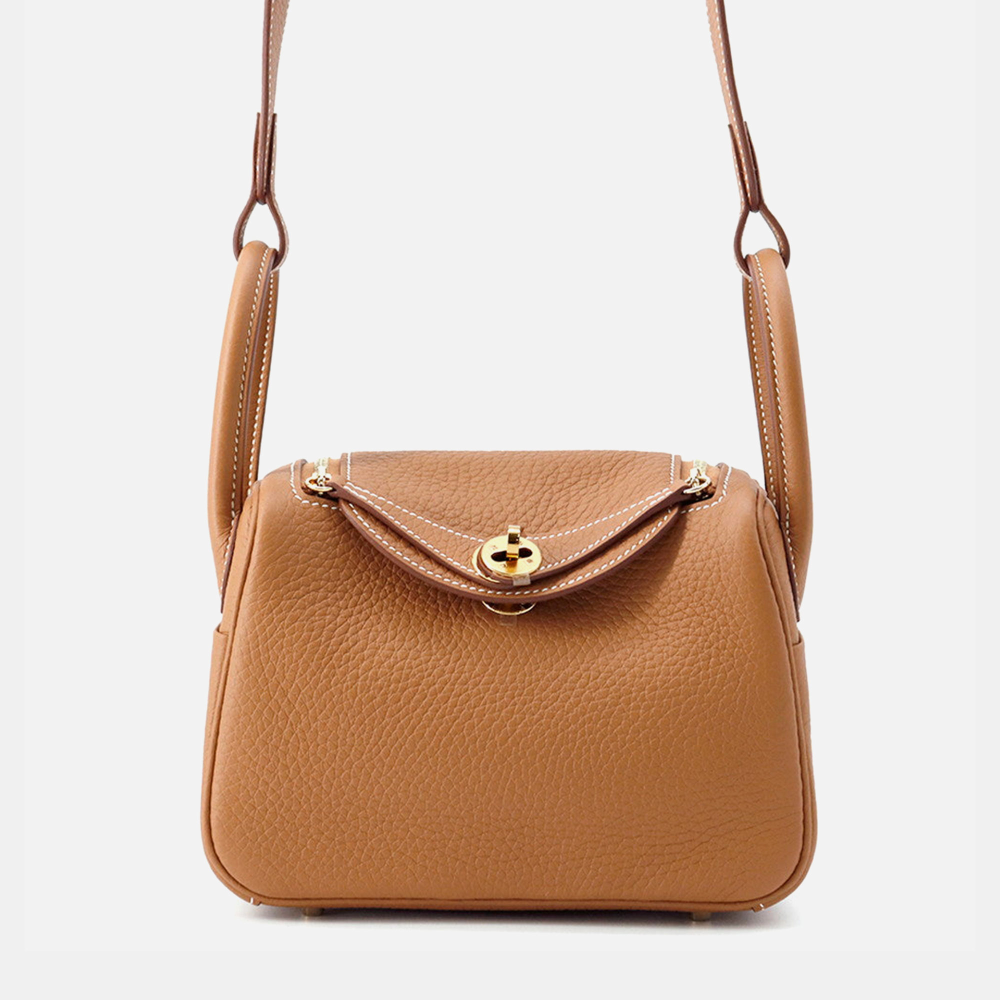 

Hermes Lindy Gold Taurillon Clemence Size Mini