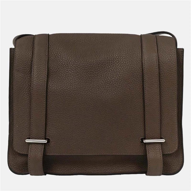 

Hermes Taupe Taurillon Clemence Steve Caporal 27 Shoulder Bag, Brown