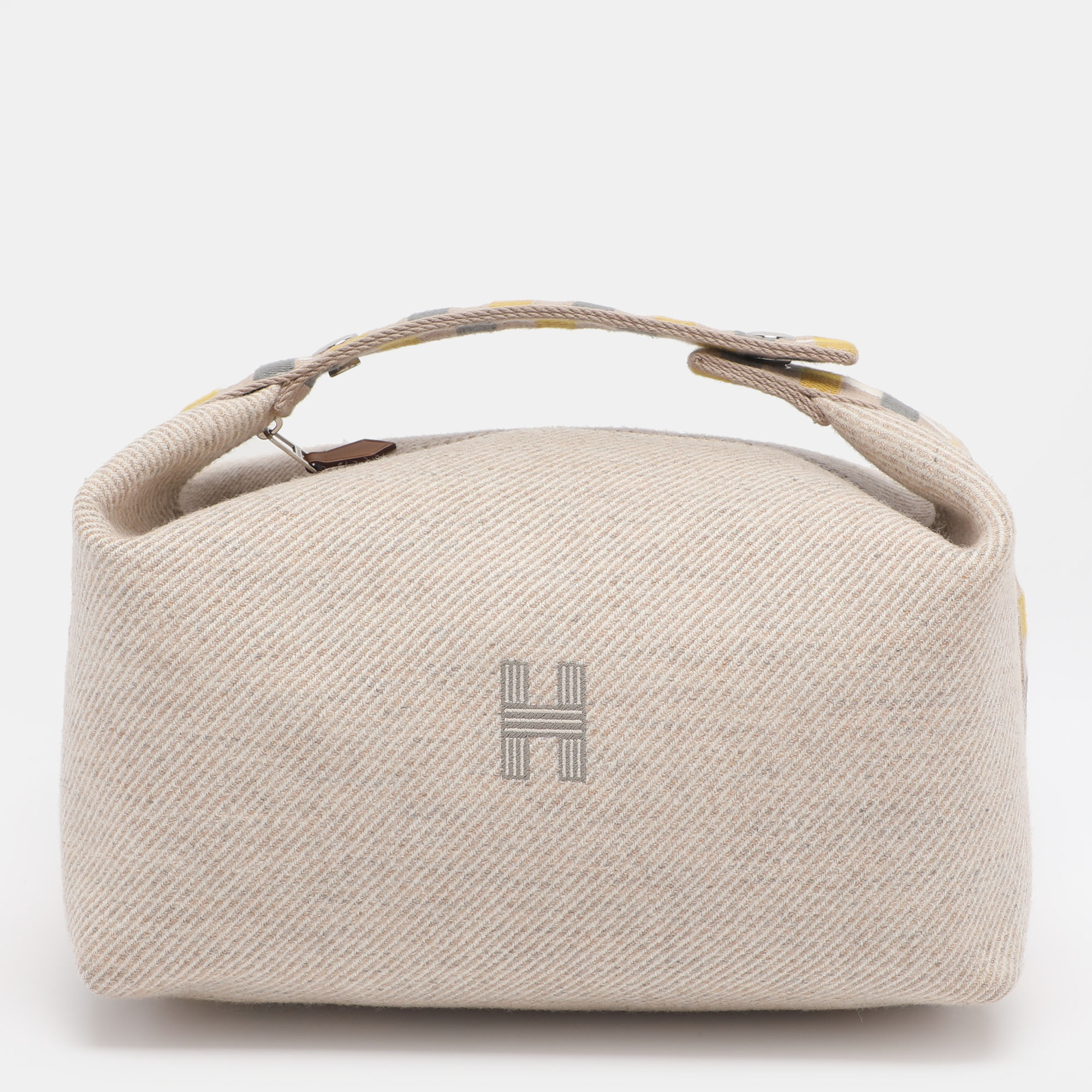 HERMES Pre-owned Beige Canvas Large Bride-a-brac Case Pouch In Sand