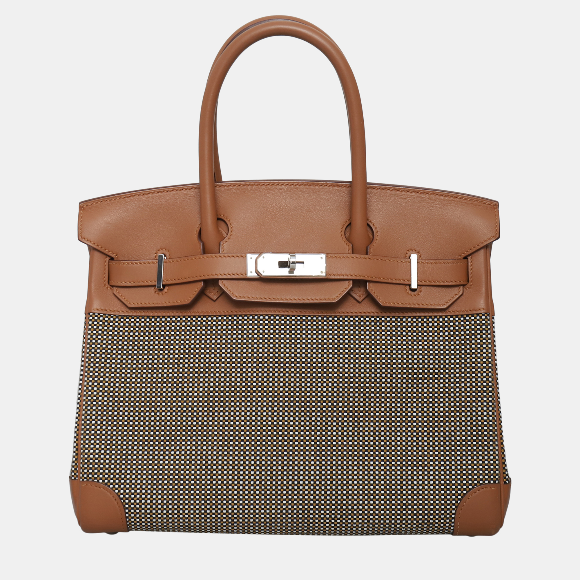 

Hermes Birkin 30 Toile Quadrille Brown Calf Leather, Canvas Bag