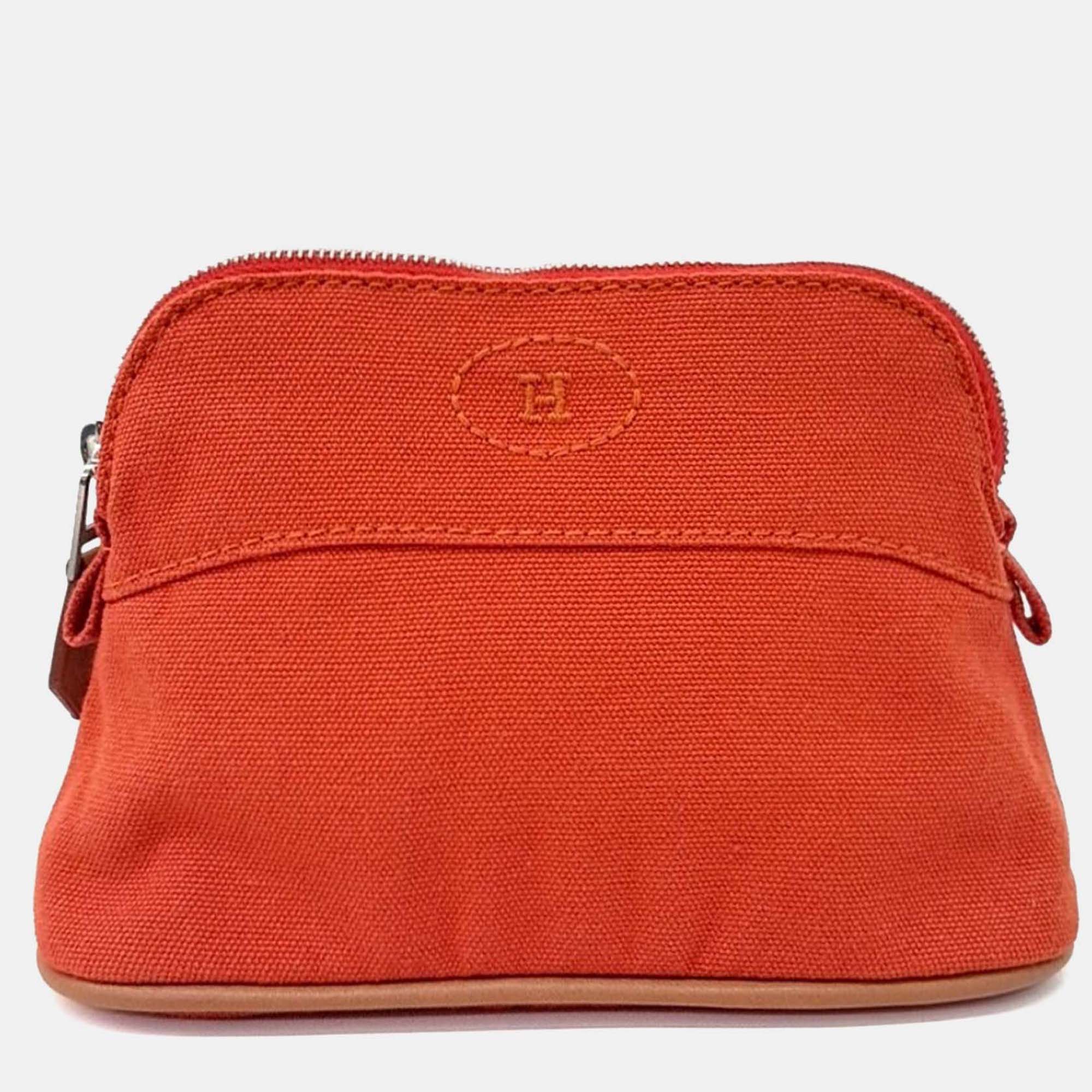 HERMES Pre-owned Red Cotton Bolide Pouch Mini