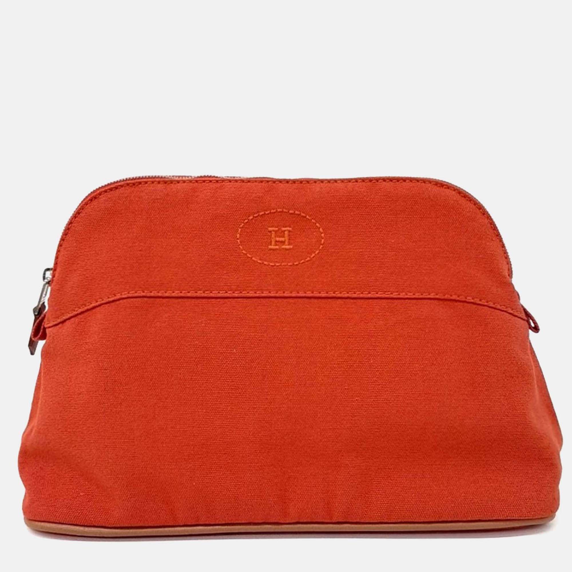 HERMES Pre-owned Red Cotton Bolide Pouch