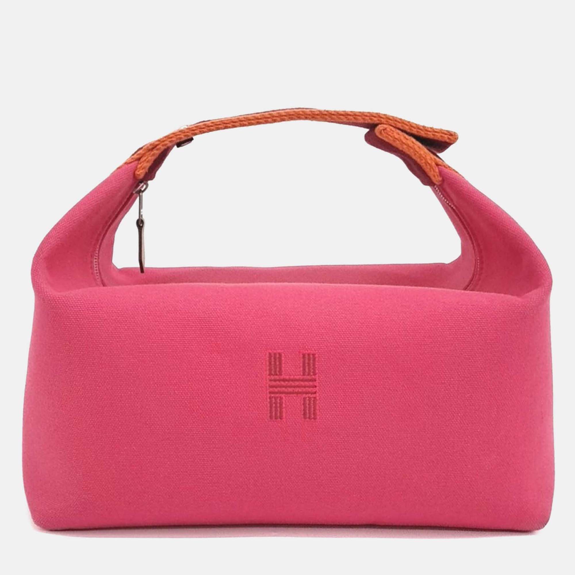 Pre-owned Hermes Pink Canvas Breathe-a-brack Case Gm