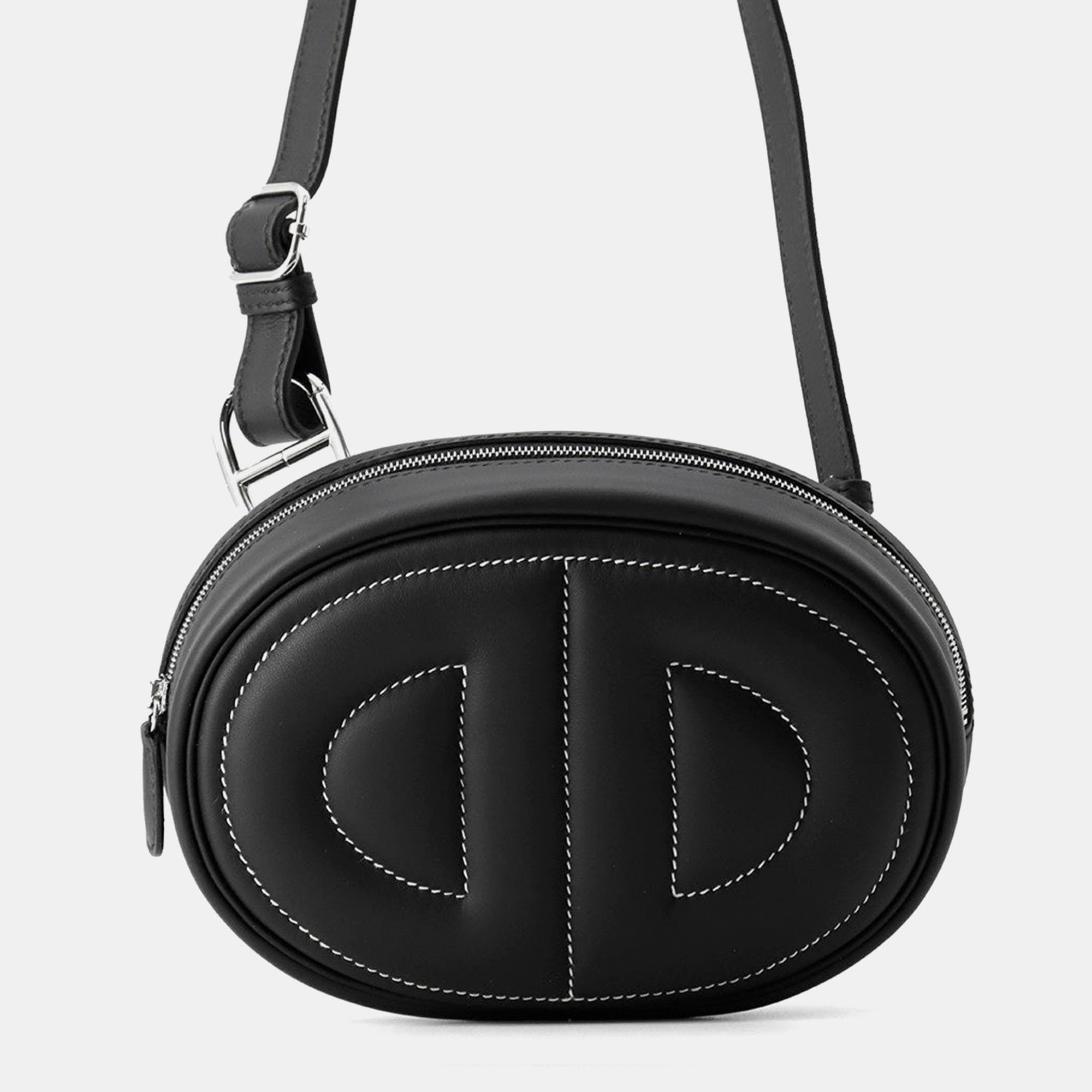 Pre-owned Hermes In The Loopblack Swift Leather Cross Body Bag In Black
