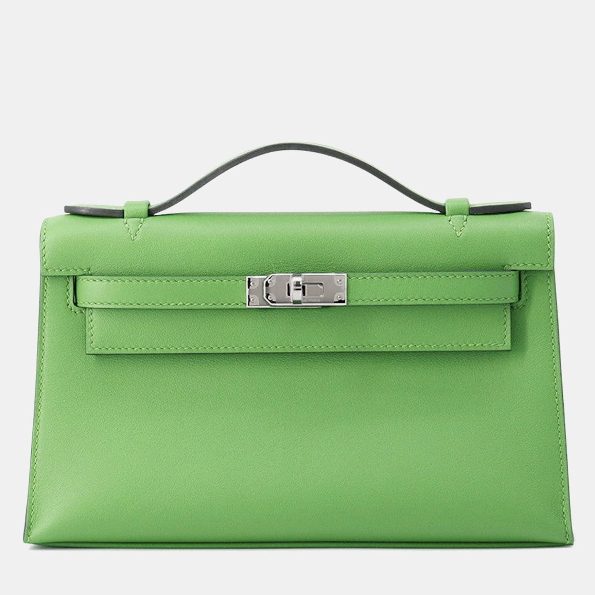 

Hermes Pochette Kelly Vert Yucca Swift Leather, Green